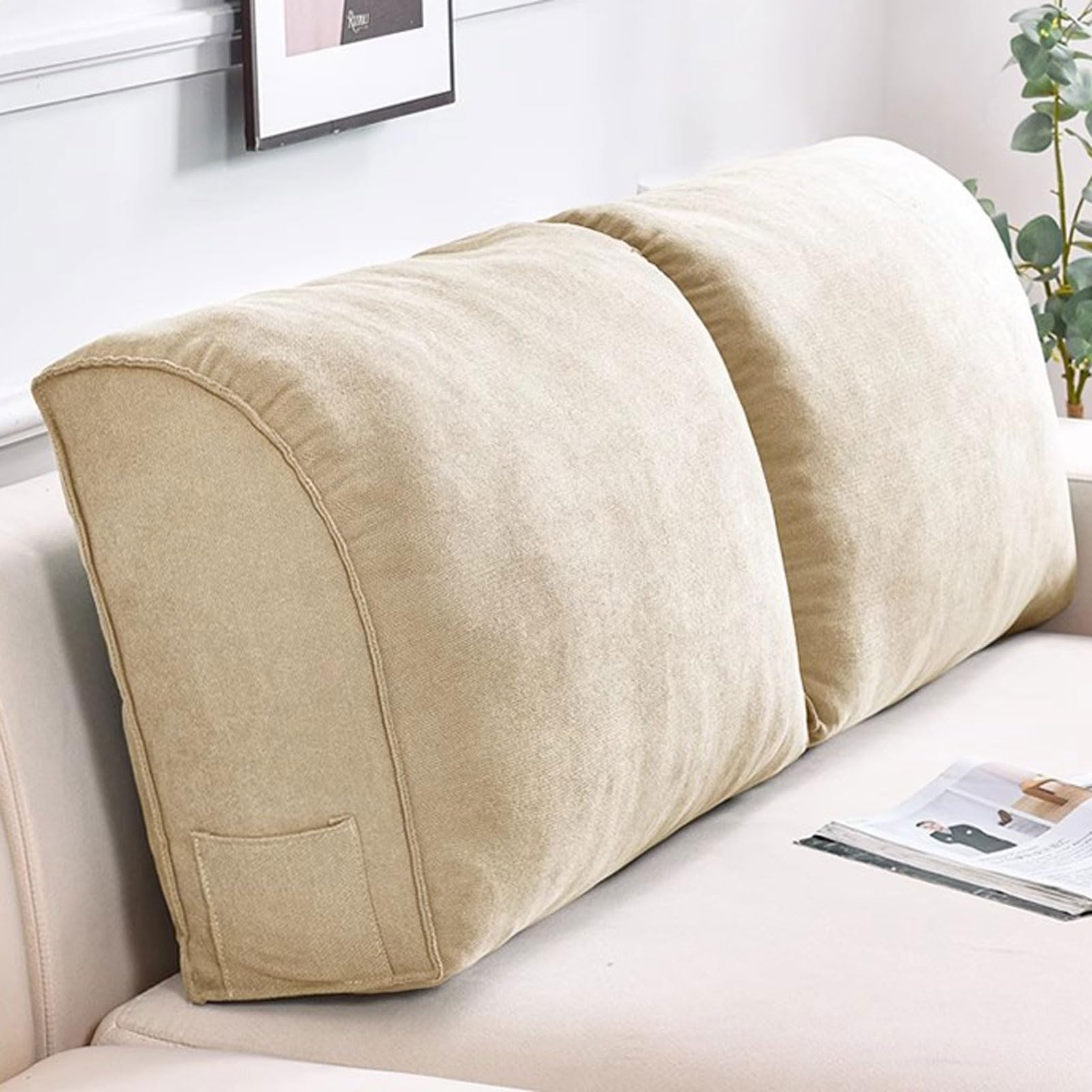 Cojín para Respaldo de Lectura, Almohadas de Cuña para Cabecera, Cómodo Almohada de Lectura de Sofá, Desmontable Almohada de Respaldo de Cama Grande (6 60x45x20cm)