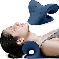 RESTCLOUD Neck Shoulder Relaxer - Cervical Traction Device for TMJ Pain Relief, Neck Stretcher, Spine Alignment Chiropractic Pillow (Dark Blue)