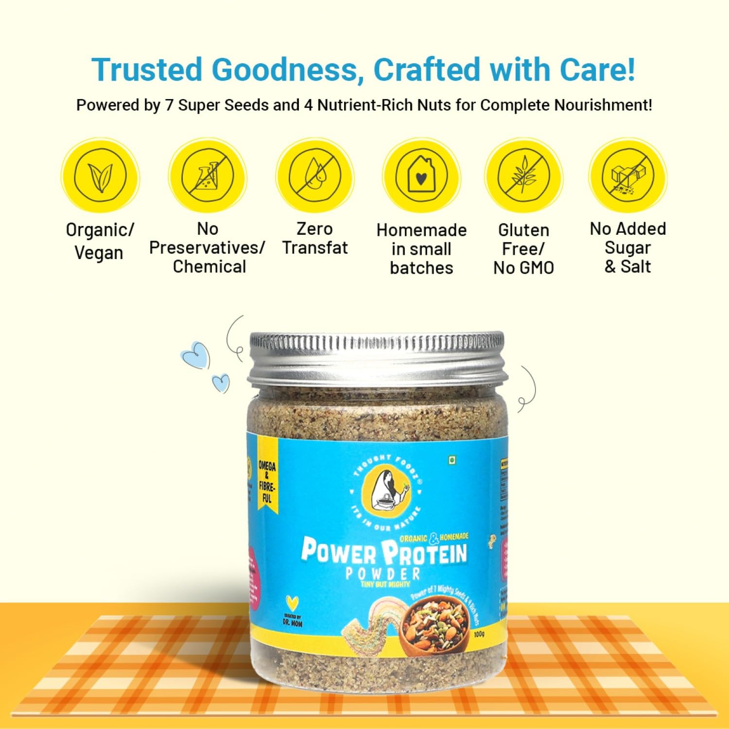 Power Protein Powder - Organic Plant-Based Protein with 7 Seeds & 4 Nuts, Homemade, No Sugar or Preservatives, Veg & Jain Friendly - 100g — Amazon image 7