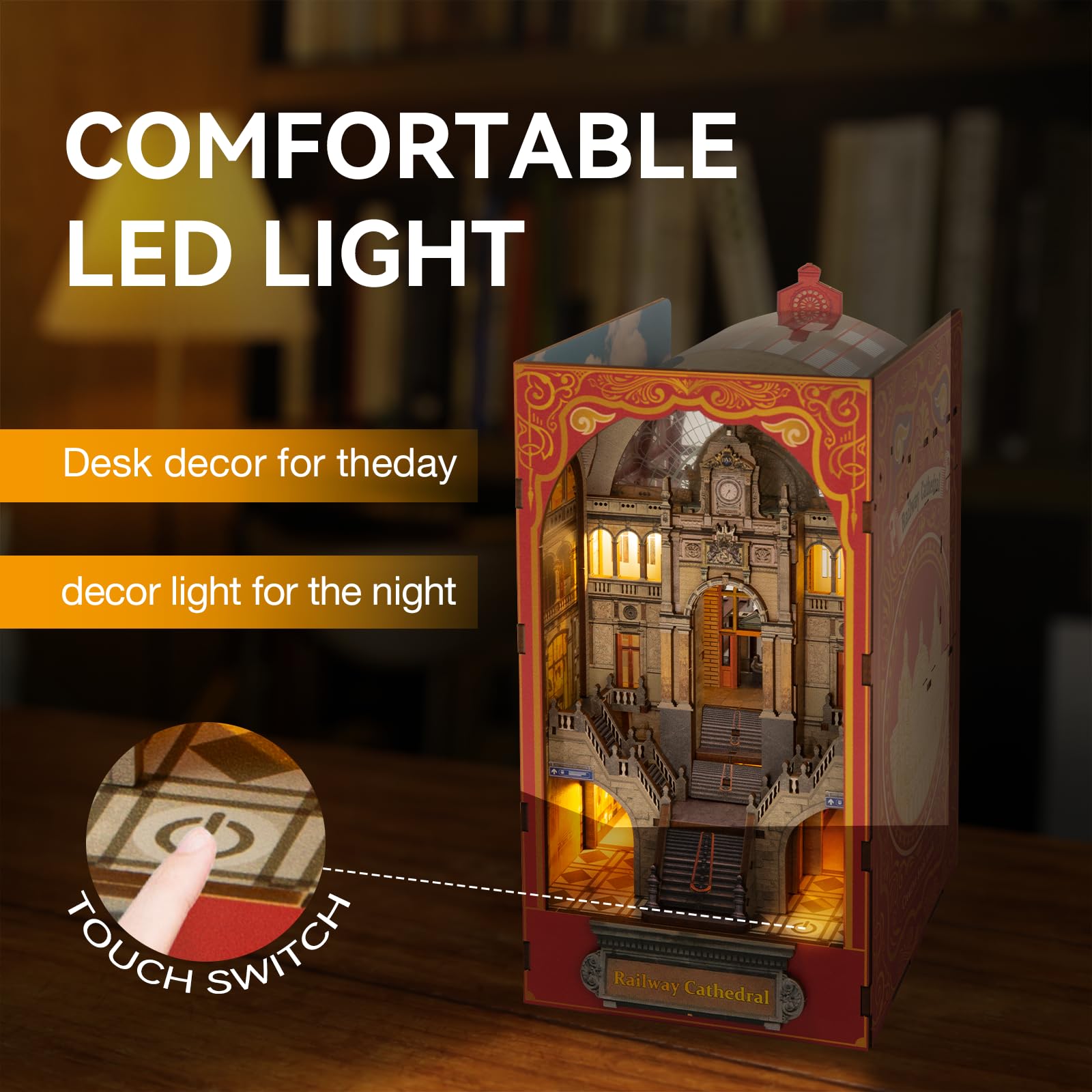 Kit fai da te per casa delle bambole Book Nook, kit in miniatura per libreria, inserto, decorazione, artigianato, per adulti, adolescenti, Halloween, modellino di casa magica con luce a LED, puzzle 3D