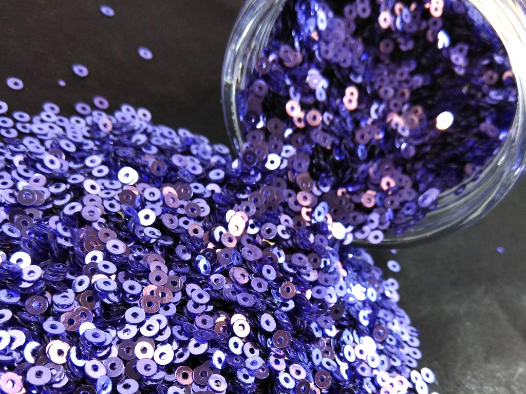 The Design Cart Silver Metallic Purple Center Hole Circular Sequins (4 mm) (Pack of 100 Grams) for Embroidery, Art and Craft-image-34