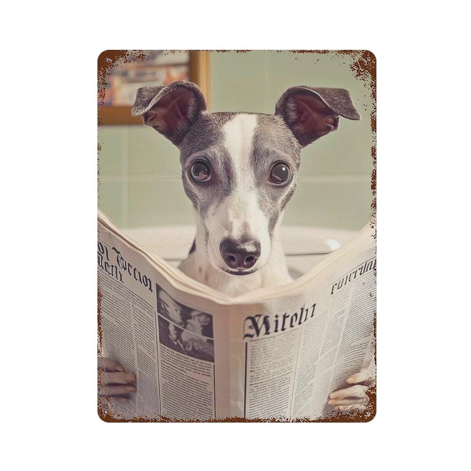 xiaoxiaoshen Dog Reading Newspaper Wall Decor Art Metal Tin Poster Modern Home Decor Art Home Bar Shop Decorations Vintage Sign 40x30cm