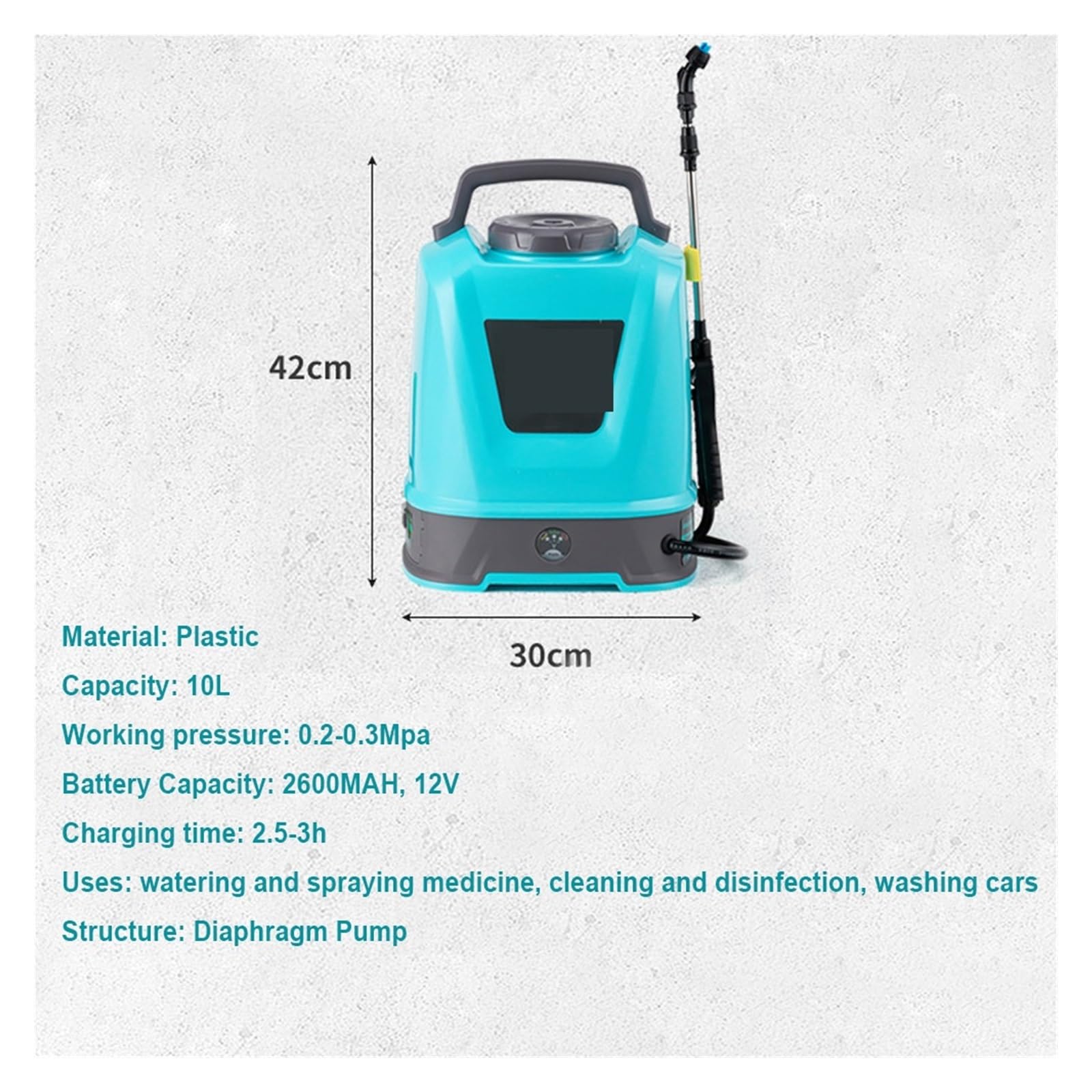 Pulvérisateur électrique 20 L/10 L/8 L, Outil de jardina agricole recharable, arrosa arrière, pulvérisateur à Batterie à atomisation Haute Pression(10L)