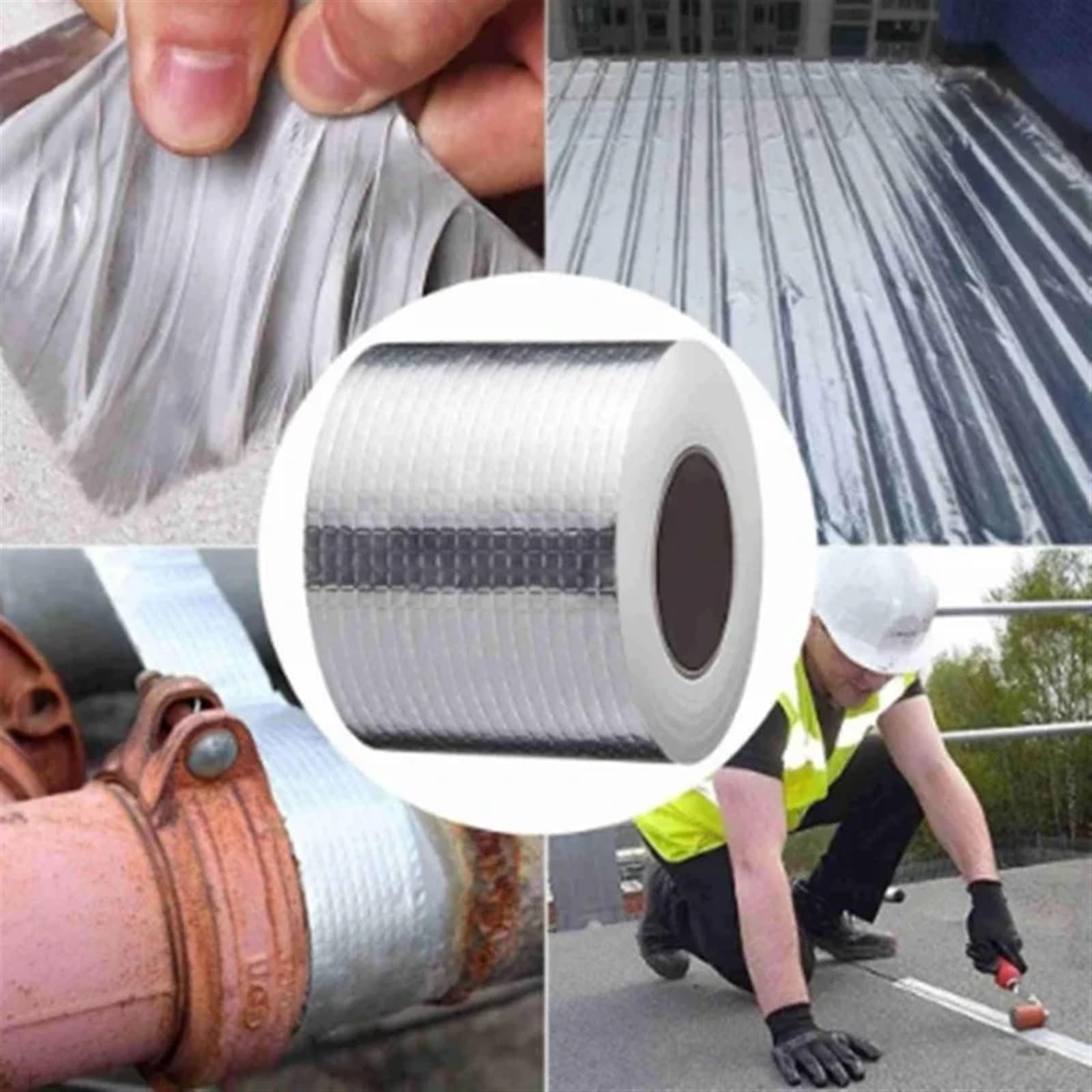 Taśma butylowa wodoodporna uszczelniająca, Taśma wodna z folii butylowo-aluminiowej o wymiarach 5-15 cm x 1-10 m(15cm X 5 Meter)