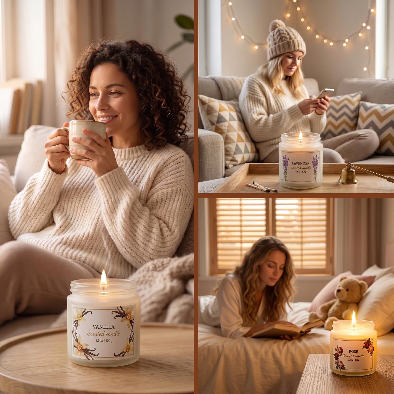 Velas perfumadas para mujer, velas de soja florales para el hogar, paquete de 6 velas relajantes para aliviar el estrés, velas de aromaterapia, regalos para mujer, cumpleaños, aniversario