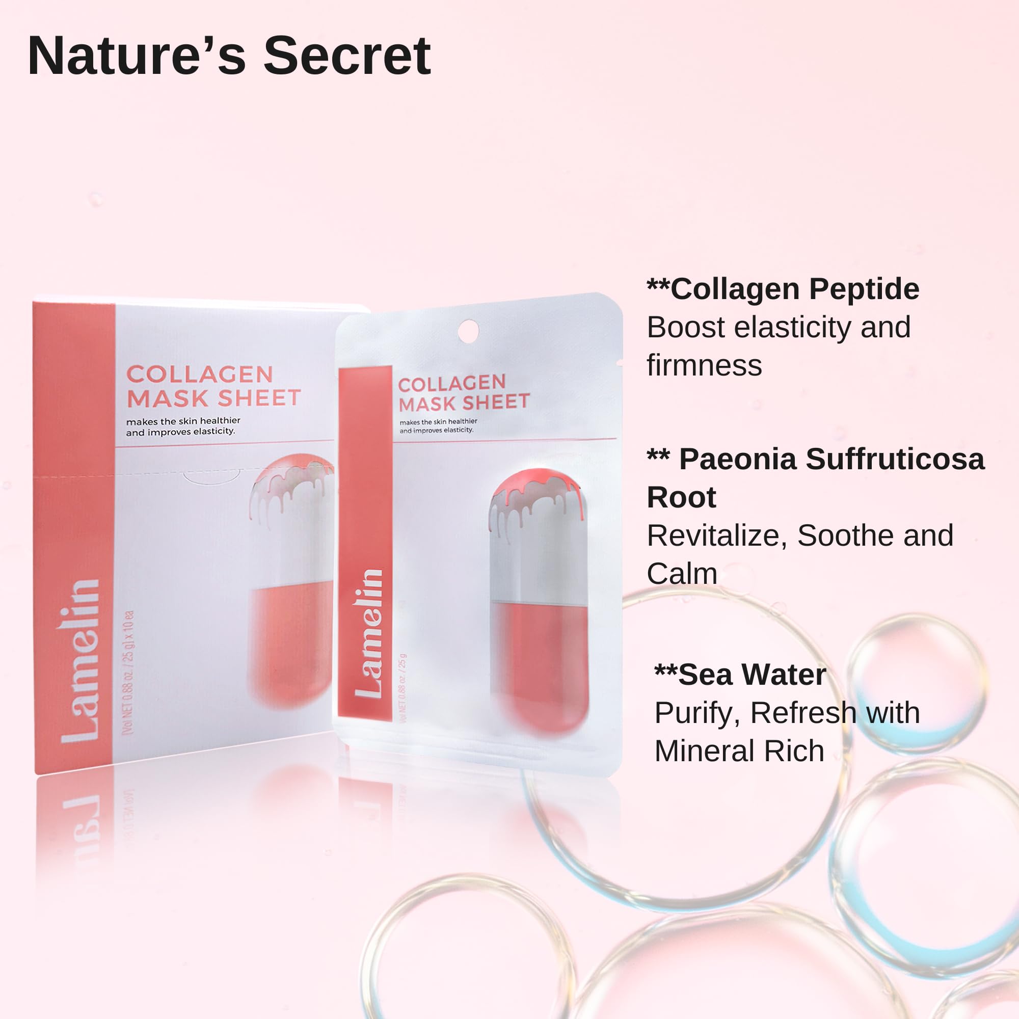 Lamelin COLLAGEN HYDROGEL MASK 10枚　韓国コスメ Amazon.com : Lamelin Collagen Niacinamide Sheet Mask, 10 Pack, Sea
