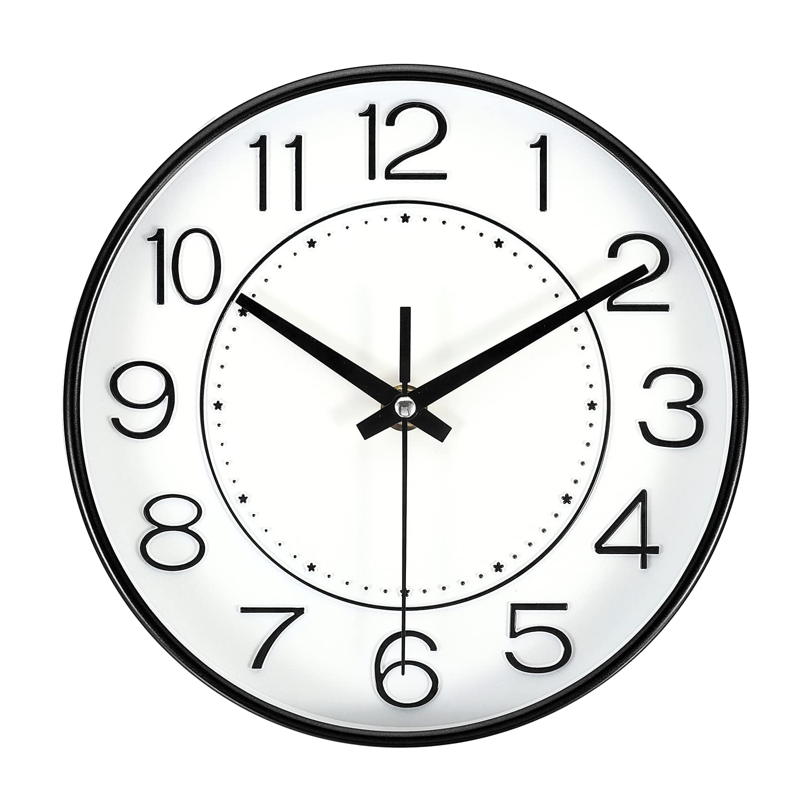 PATIKIL 8 Inch Wall Clock, Battery Operated Silent Non-Ticking Round Modern Wall Clock for Kitchen Office Bedroom Decor, Black