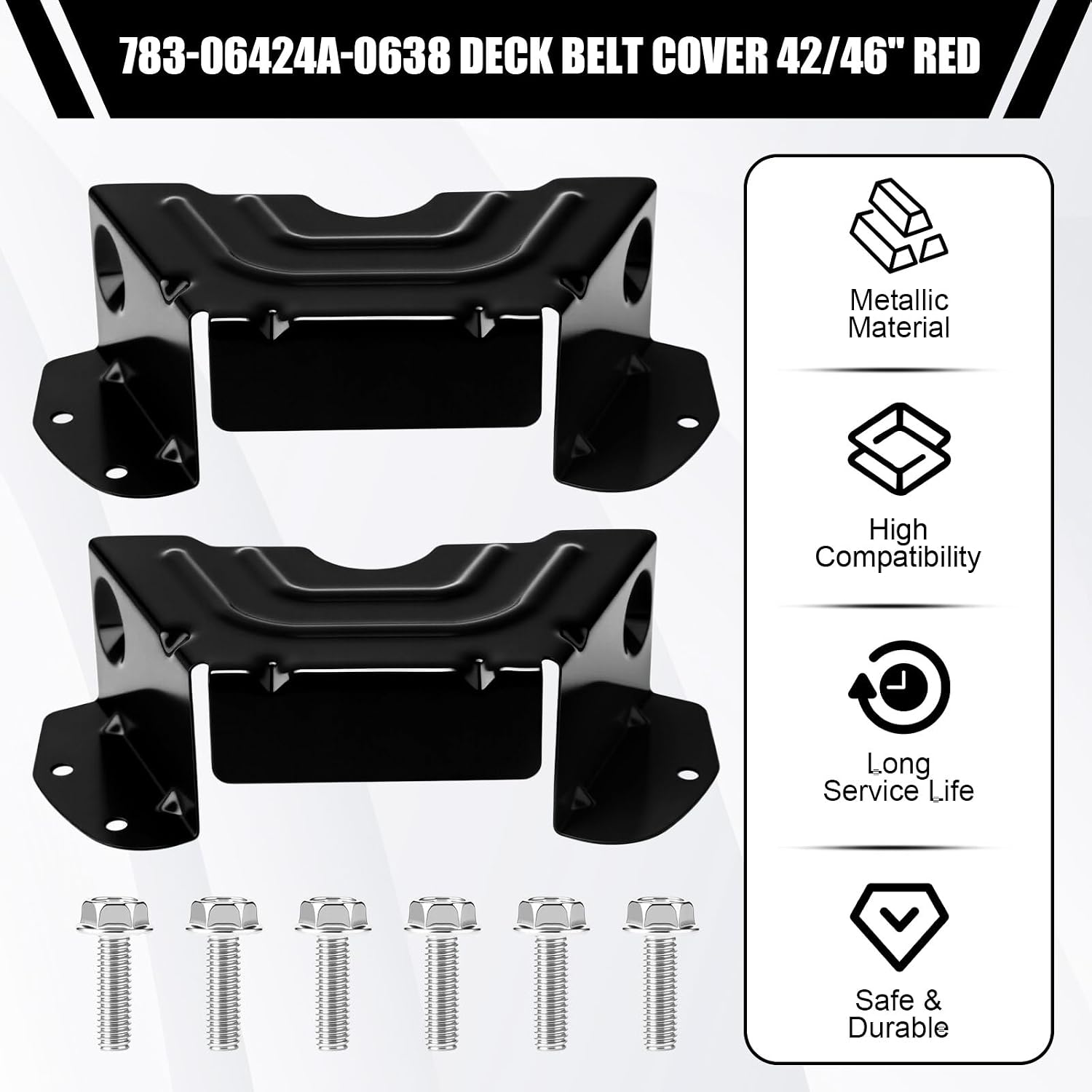 Threlaco 2 Pack 42/46" 783-06424A-0637 Deck Belt Cover and 954-04060b 954-04060c Deck Belt Compatible with MTD, Craftsman, Troy-Bilt, Mowers, Cub Cadet, Craftsman Lawn Mower Machines (Black)