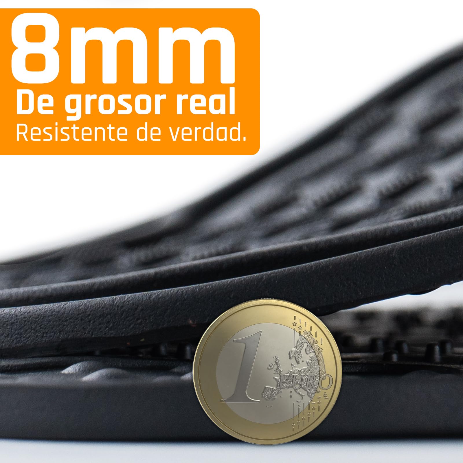 Alfombrillas de Goma Universales para Coche, Alfombrillas de Caucho Antideslizantes Ajustables, Juego 4 Piezas, Delanteras 44,5x72 cm, Traseras 43,5x43,5 cm, Color Negro