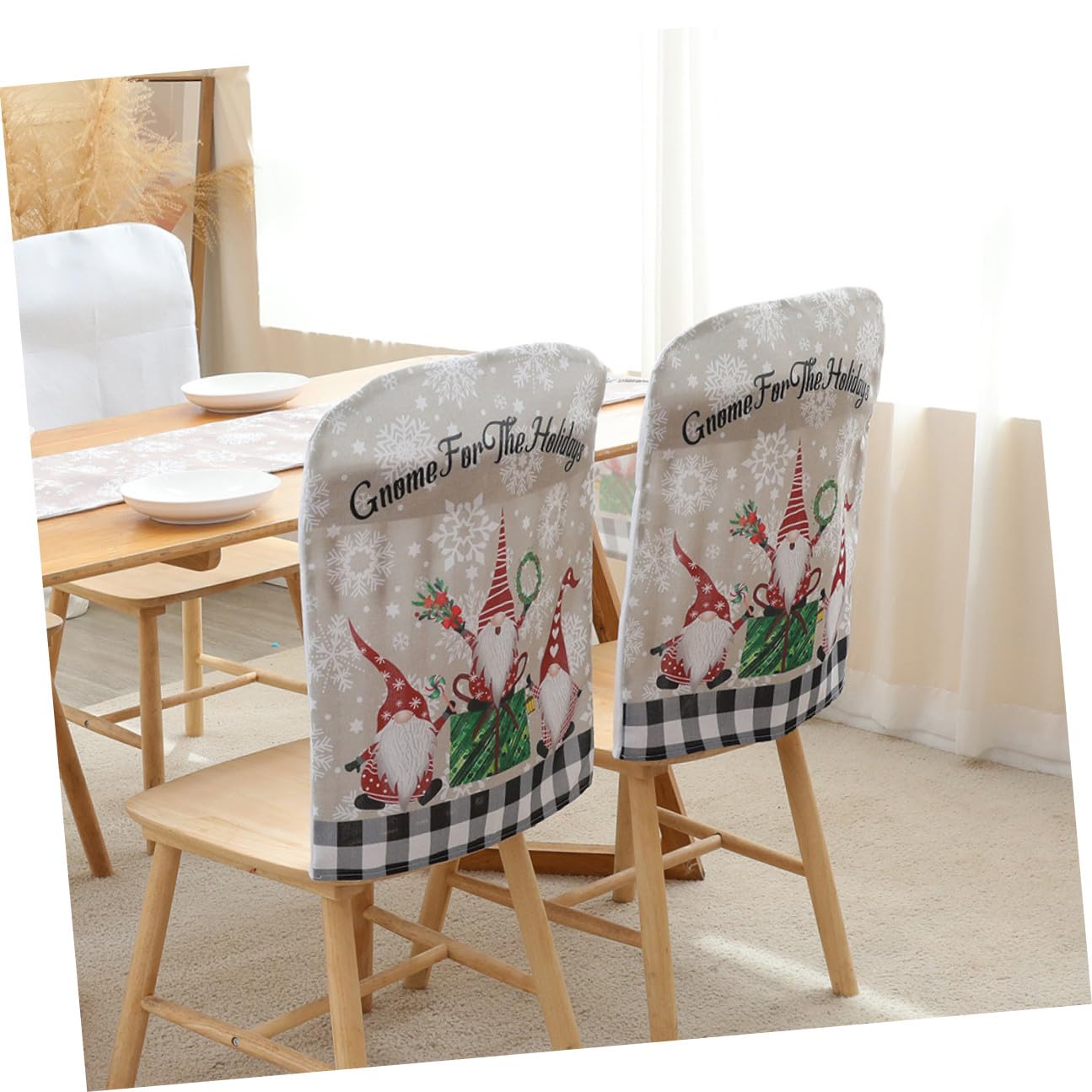 Gatuida 4 Fundas Navideñas para Sillas de Comedor, Elásticas y Decorativas, Diseño de Figura Invernal, para Salón o Restaurante