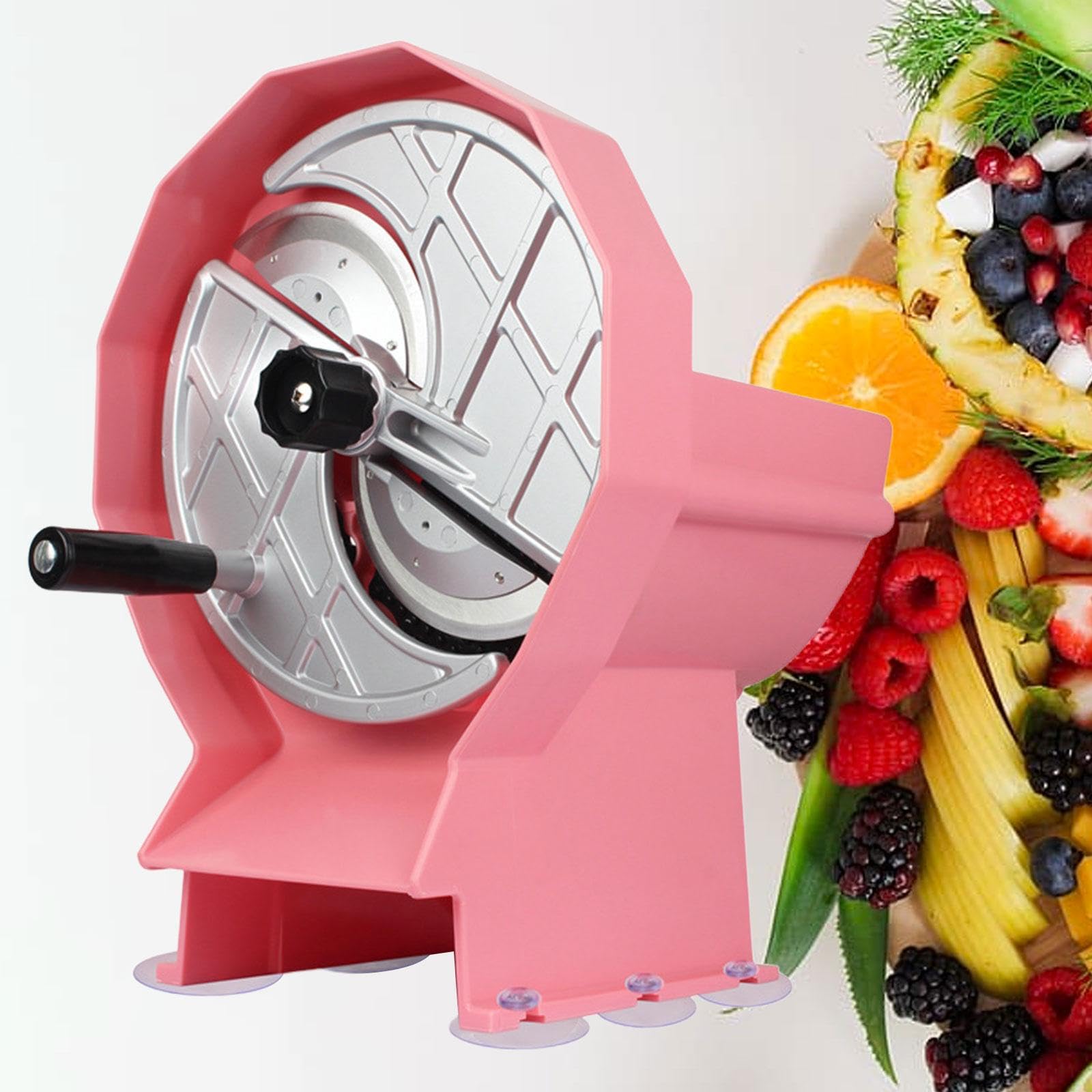 Manueller Obst Und Gemüseschneider Aus Edelstahl, Verstellbares Schneidwerkzeug mit PP Gehäuse, Geeignet für, Rosa