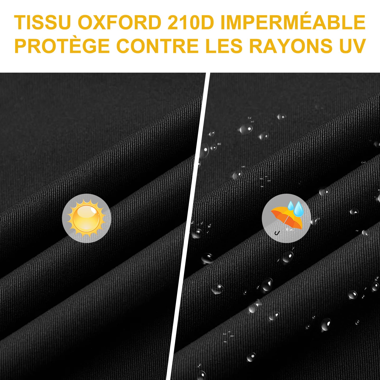 Housse de protection pour balancelle de patio 3 places - Résistante à l'eau et à la poussière - Avec cordon de serrage réglable - Tissu Oxford 210D noir et beige - 216 x 140 x 170 cm