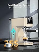 Vista 3 de Espresso Machine, 20 Bar Espresso Maker Milk Frother & LCD Panel, Hot & Iced Coffee Machine, Stainless Steel Espresso Coffee Machine with 41oz Water