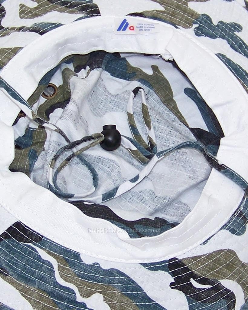 MG Camouflage Ripstop Floppy/Bucket Summer Hat W/Snap Up Sides & Chin Strap