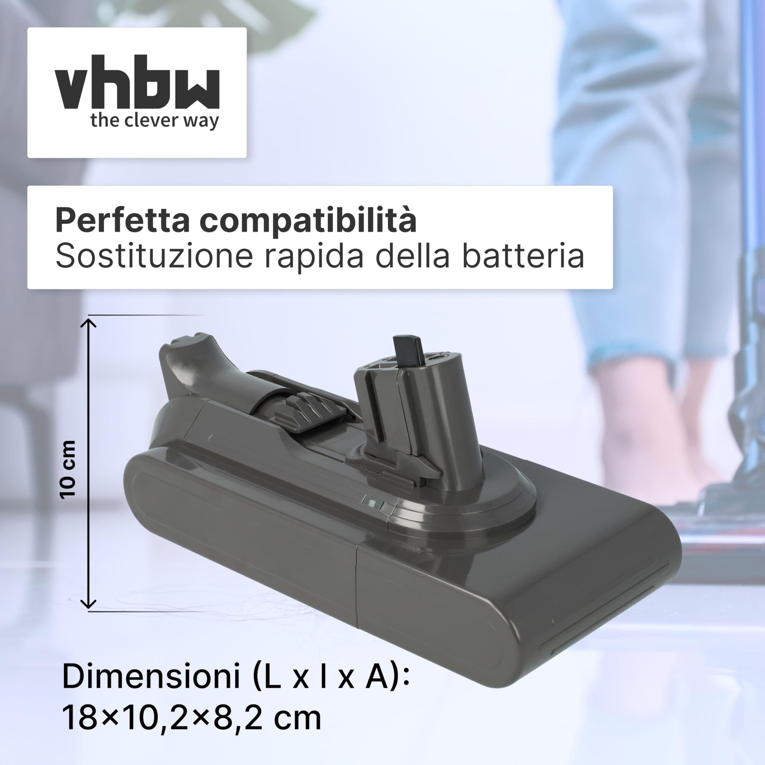 vhbw batteria compatibile con Dyson V11 Complete Extra, Click-In, Fluffy Extra aspirapolvere (3600mAh, 25,2V, Li-Ion, grigio scuro)