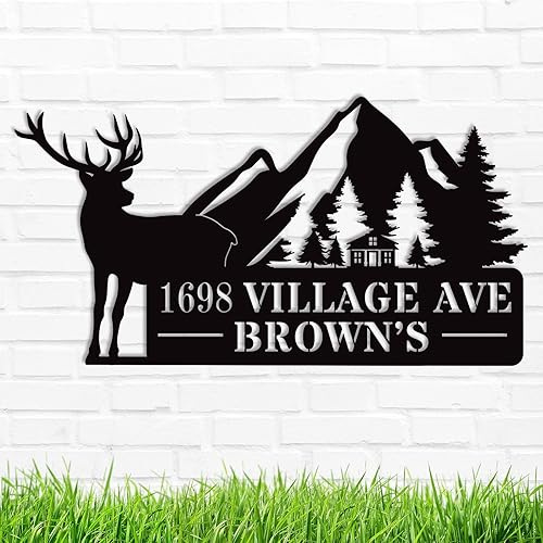 Vista 86 de Custom House Number Address Sign Personalized Metal Address Plaque Personalized Metal Sign Personalized Metal Outdoor Address Name Sign Outdoor Sign