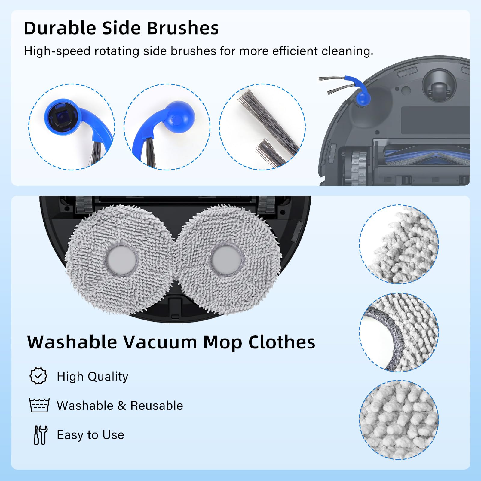 Kit Accessori per ECOVACS T50 OMNI Gen3/T50 Pro Omni Gen3, T30C OMNI | per DEEBOT Ricambi Robot Aspirapolvere 1 Spazzola Principale, 4 Filtri, 4 Spazzole Laterali, 4 Panni Mop, 4 Sacchetti