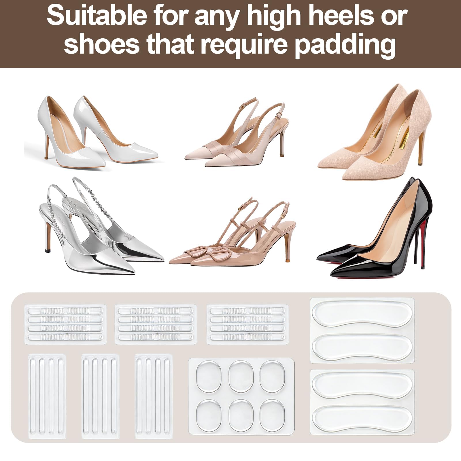 Taloneras Silicona, 68 Unidades Por Paquete. Almohadillas Para Pies Para Zapatos Grandes, La Silicona Elástica Se Que las Hace Ideales Para Aliviar El Dolor De Talón.