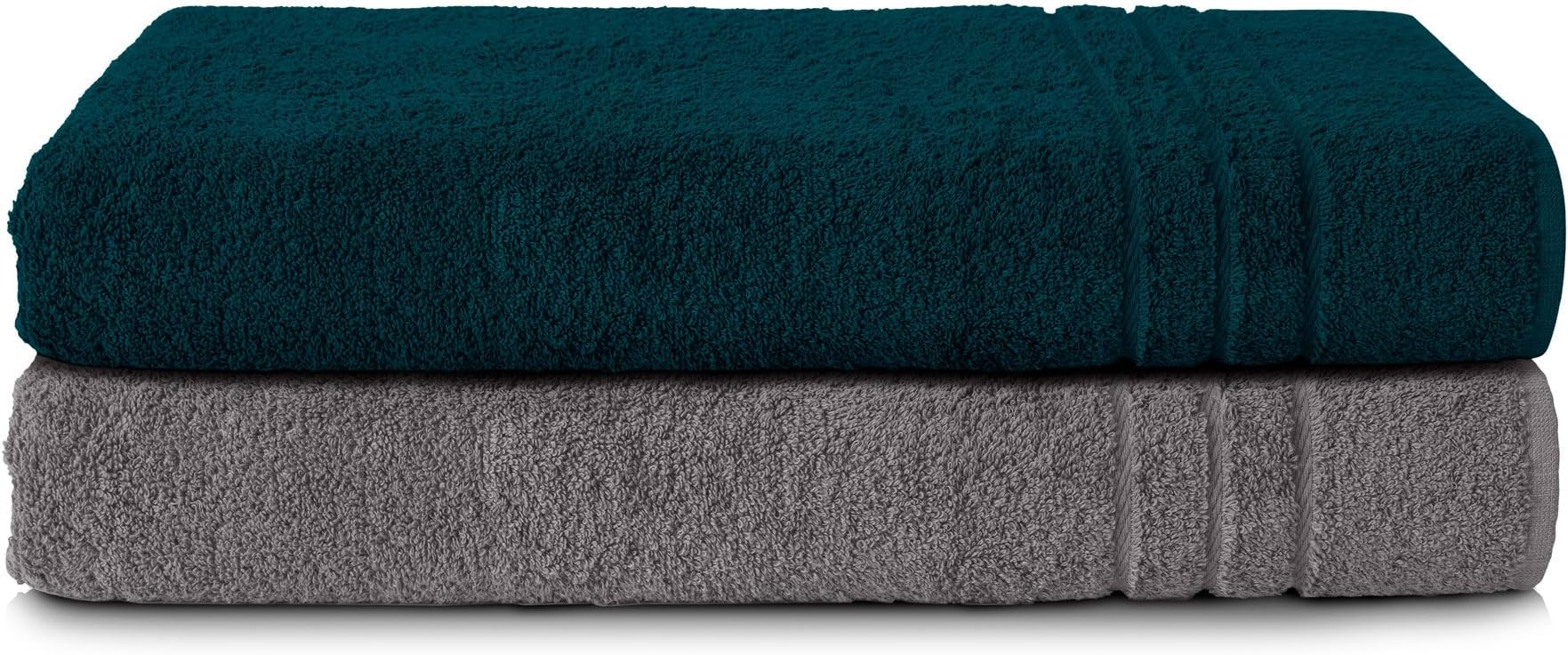 Utopia Towels - Lot De 2 Draps De Bain Géants Luxueux 90x180cm, 100% Coton Filé à Anneaux, Ultra Absorbants Et Doux, Gris Clair