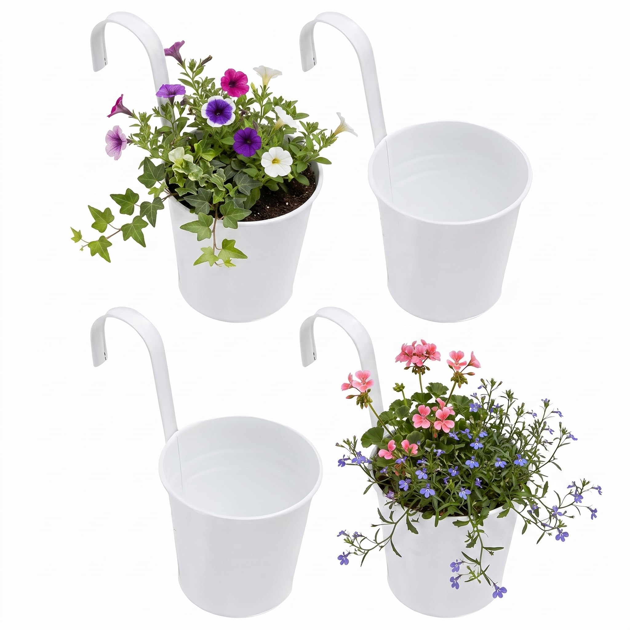 Pots de fleurs suspendus pour optimiser l'espace d'un petit balcon