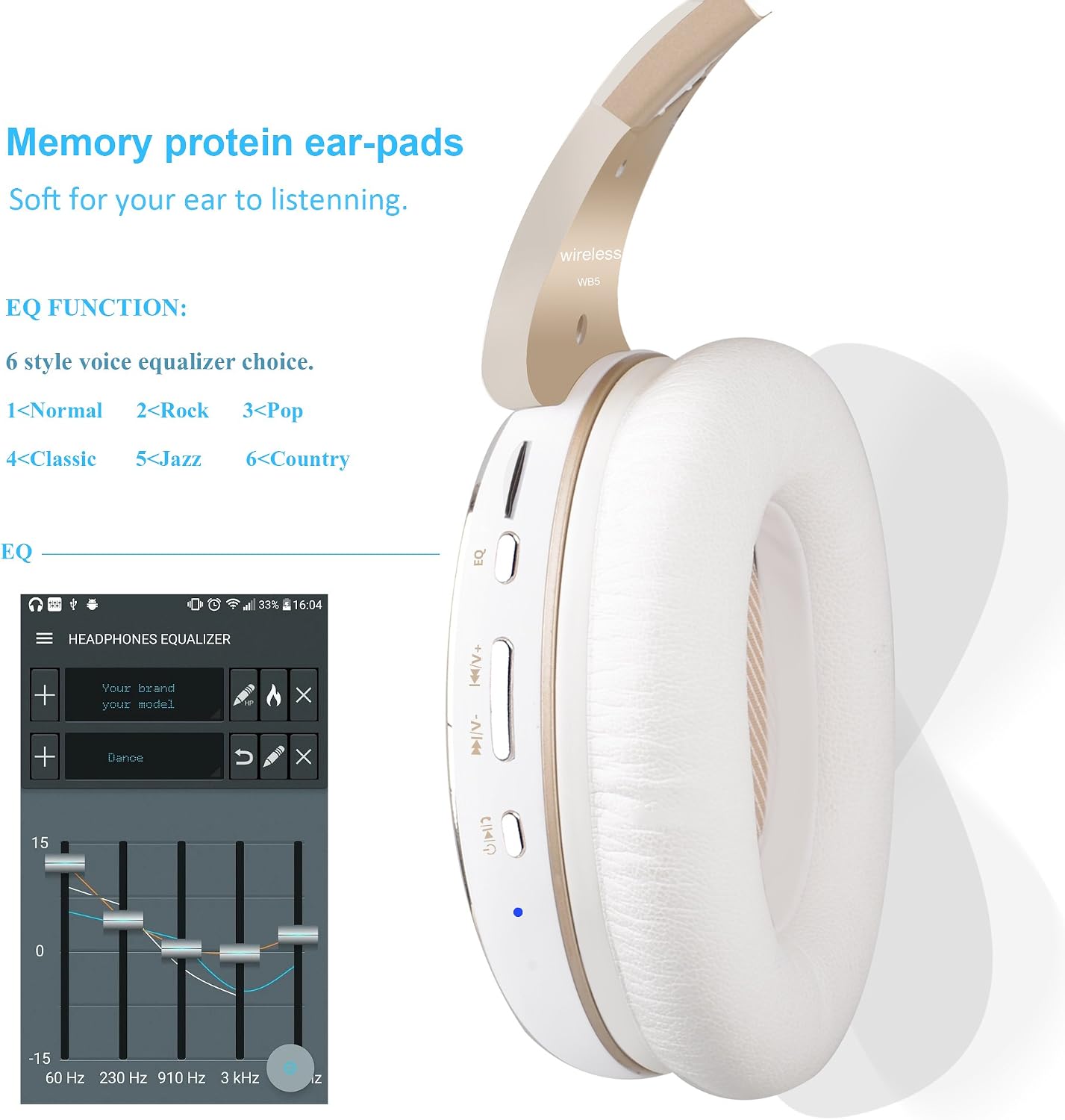 Up To 40% OFF Bluetooth Headphones, Riwbox WB5 Bluetooth 5.0 Wireless Foldable Headphones Over Ear with Microphone, 5 EQ Sound Modes, Soft Memory-Protein Earmuffs, Wireless and Wired Headset for PC (White Gold) Best Deal Bluetooth Headphones, Riwbox WB5 Bluetooth 5.0 Wireless Foldable Headphones Over Ear with Microphone, 5 EQ Sound Modes, Soft Memory-Protein Earmuffs, Wireless and Wired Headset for PC (White Gold)