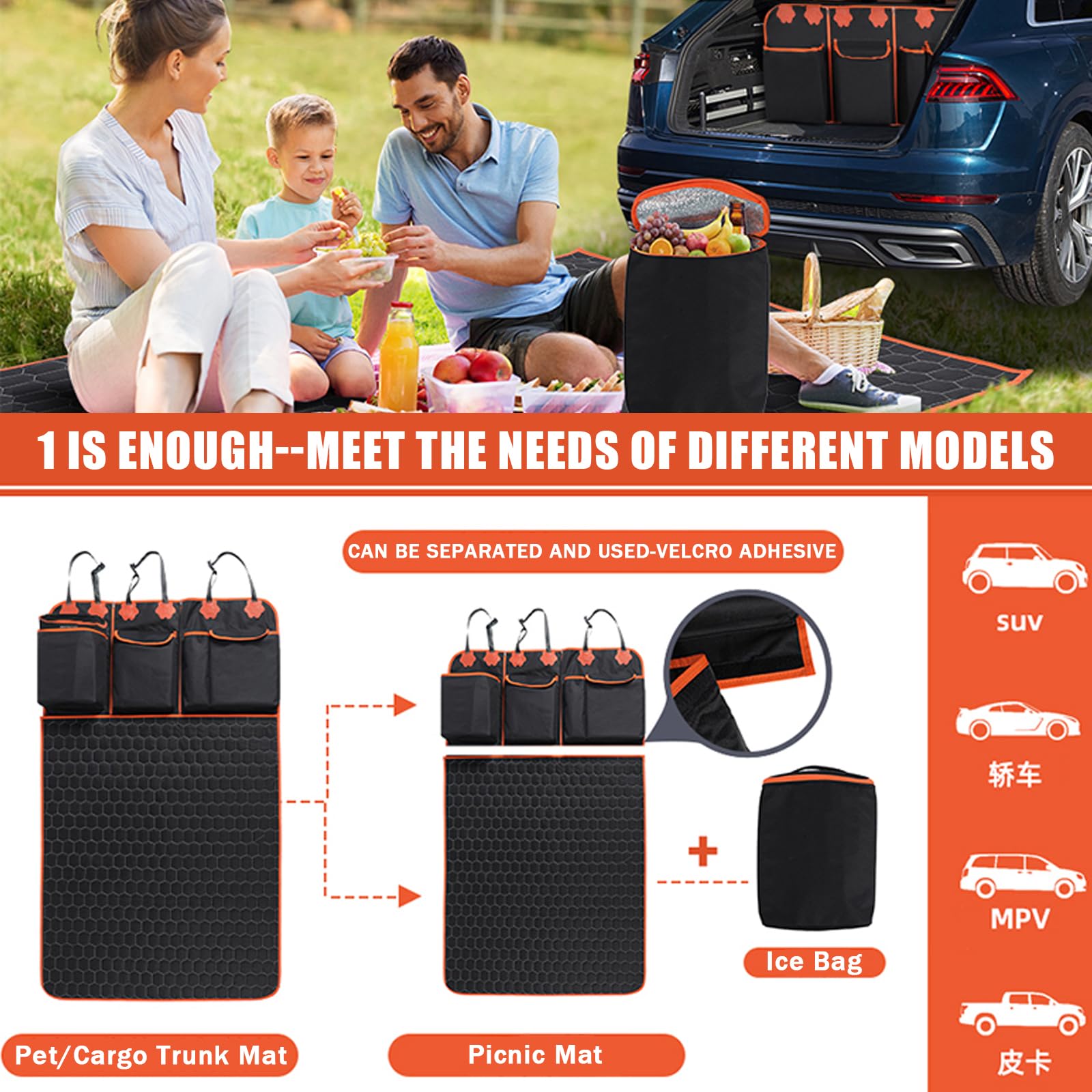 Funda Maletero Coche Perros para Hyundai Click Getz TB/Creta Cantus ix25, Antideslizante Impermeable Alfombrilla Maletero Coche Perros Protector de Maletero de Coche para Perro,B