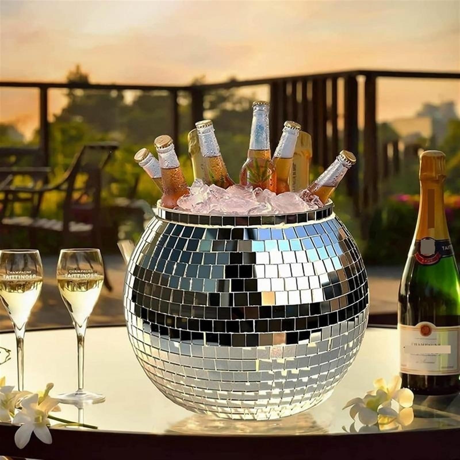 Cubo de Hielo Cubo de champán refractivo Gran Capacidad, Cubo Hielo esférico for cóctel, Cerveza, Vino, Botella, Restaurante, Bar, Suministros for Fiestas Cubo de Hielo frío para Barra
