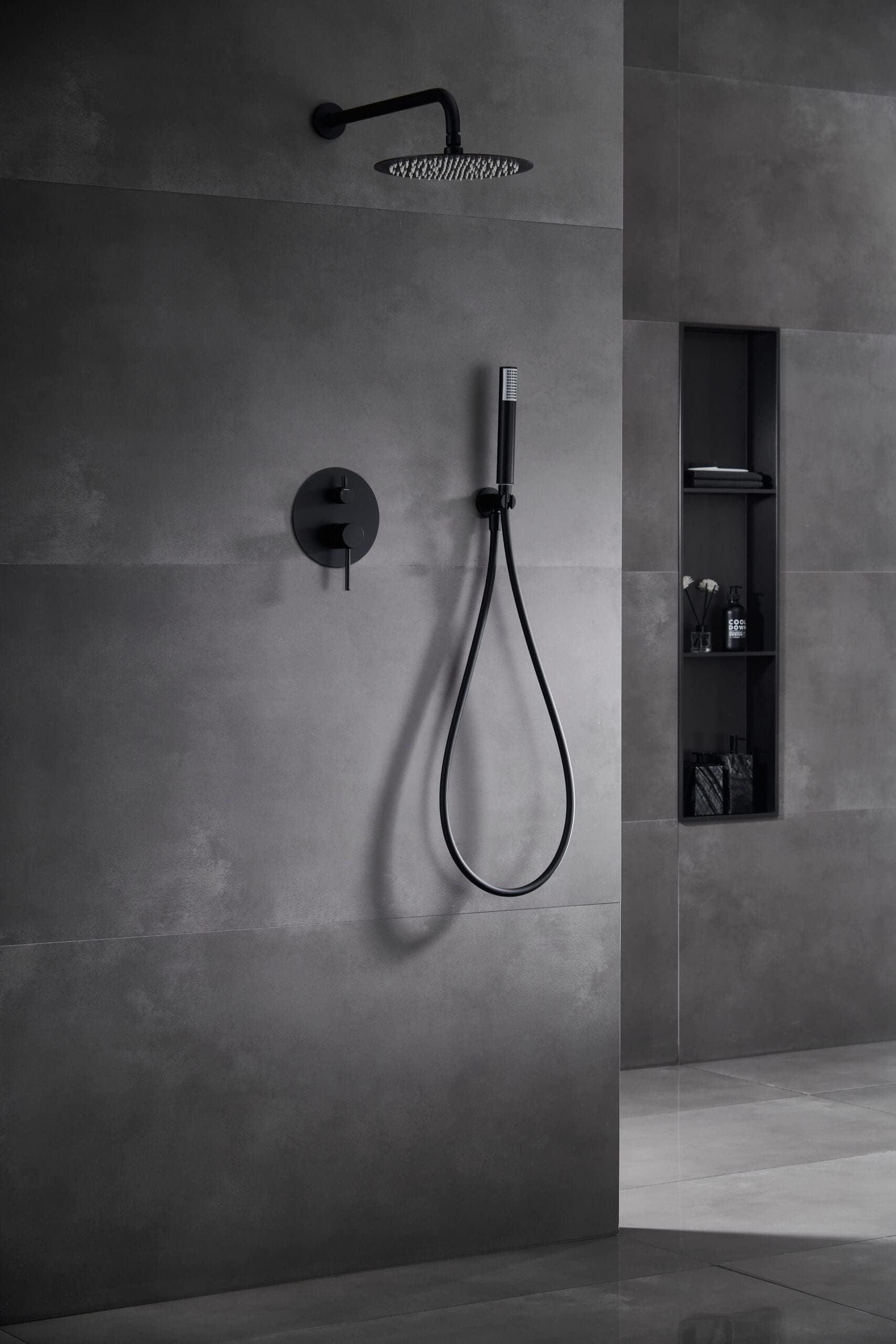 IMEX GPM039/NG MONZA Conjunto Grifo Ducha Monomando Empotrado Negro Mate