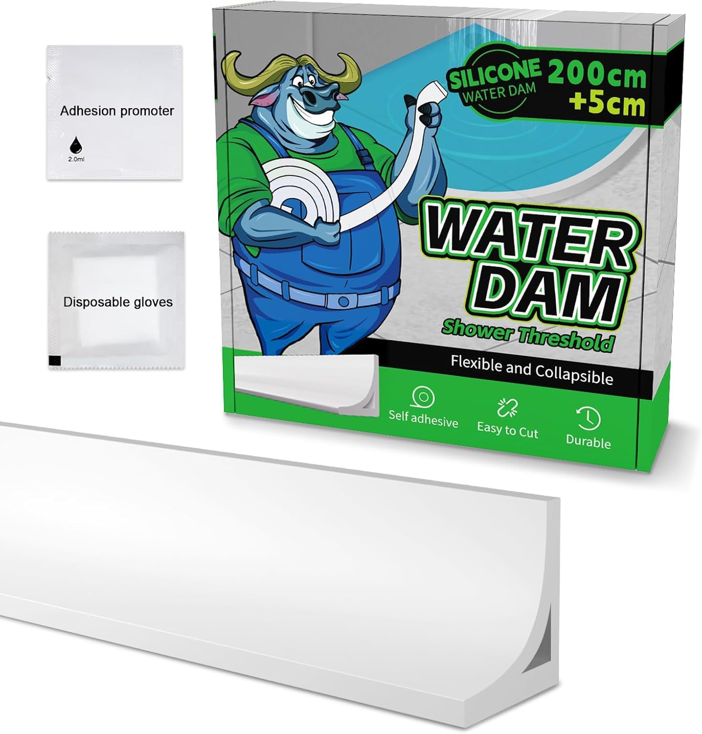 ALITAIYI Wet Room Floor Barrier for Shower,Self-Adhesive Shower Threshold Water Barrier,Collapsible Silicone Shower Tray Sealing Strip Water Dam,Shower-Floor Water Barrier for Bathroom,Kitchen