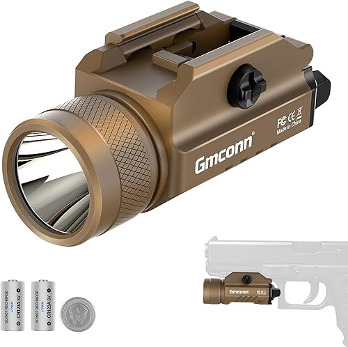 Gmconn Luz de pistola compacta de 1200 lúmenes montada en riel LED estroboscópica táctica linterna de arma para Picatinny MIL-STD-1913 y luz de