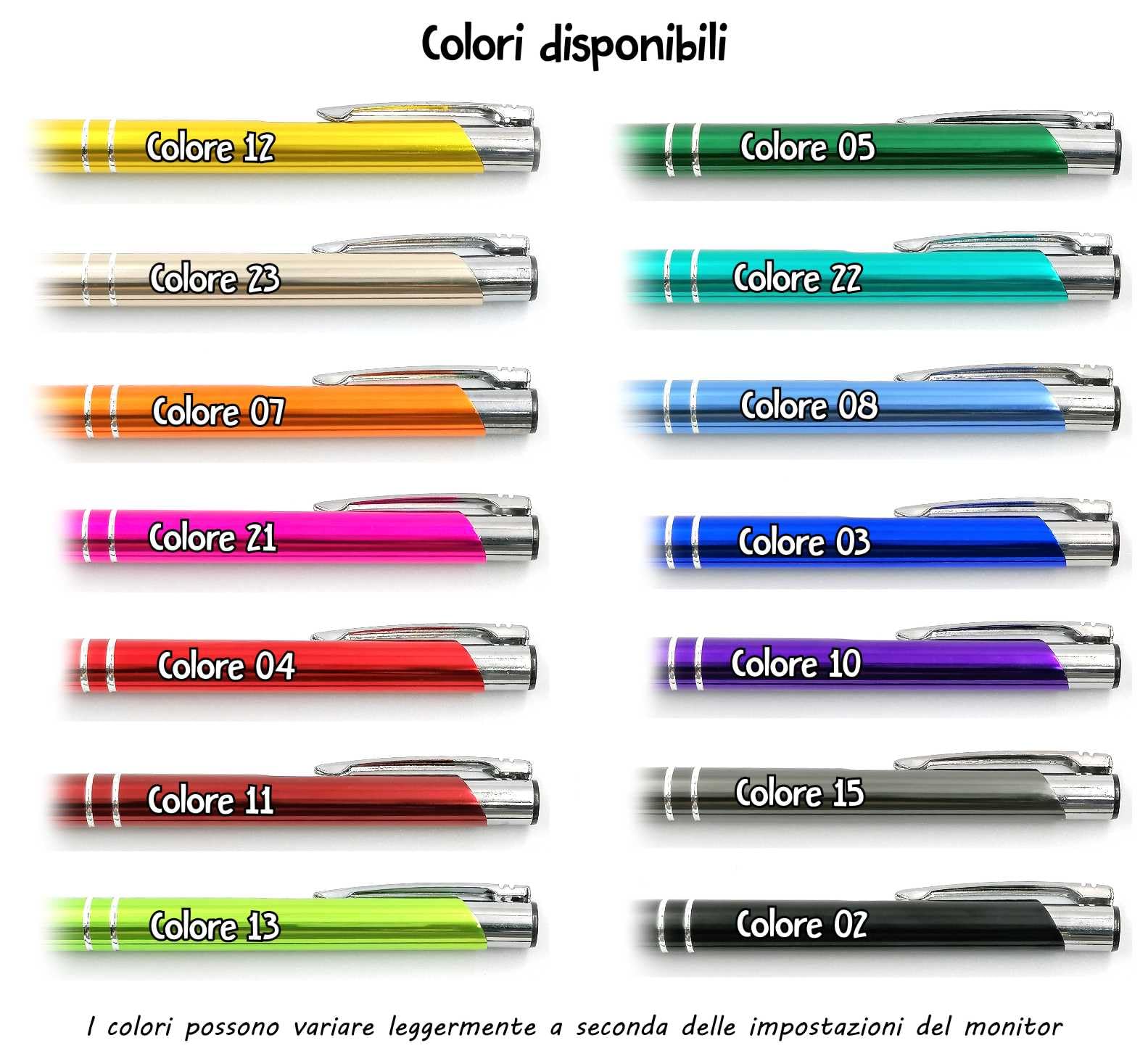 100x Penna personalizzata in metallo - Perfette come regalo personalizzato per gli ospiti di matrimoni, comunioni e compleanni, oppure come penne promozionali, Gadget Pubblicitari