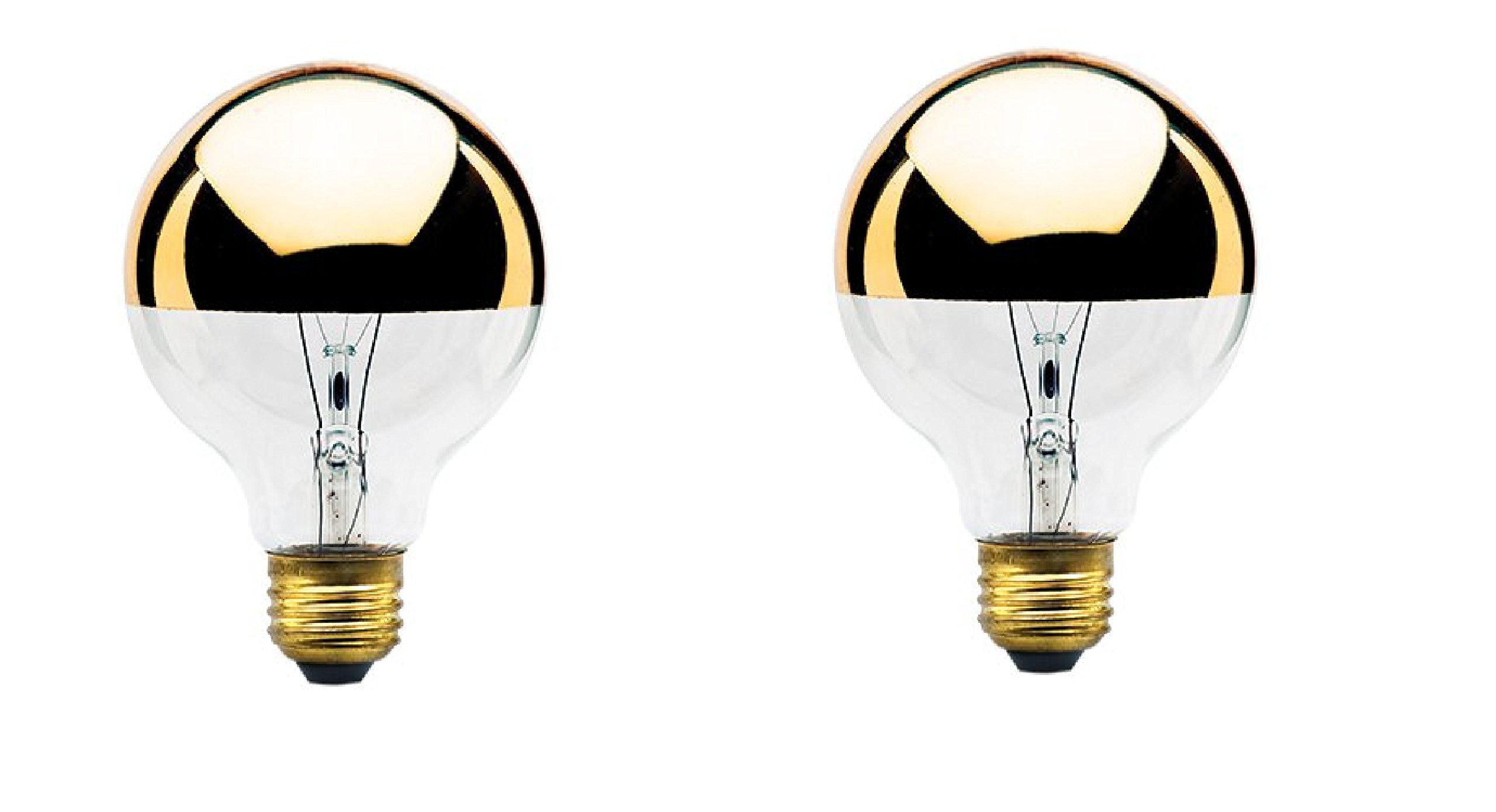 40-Watt G25 Globe Shape Light Bulb, Half Gold, Medium Base (2-Pack