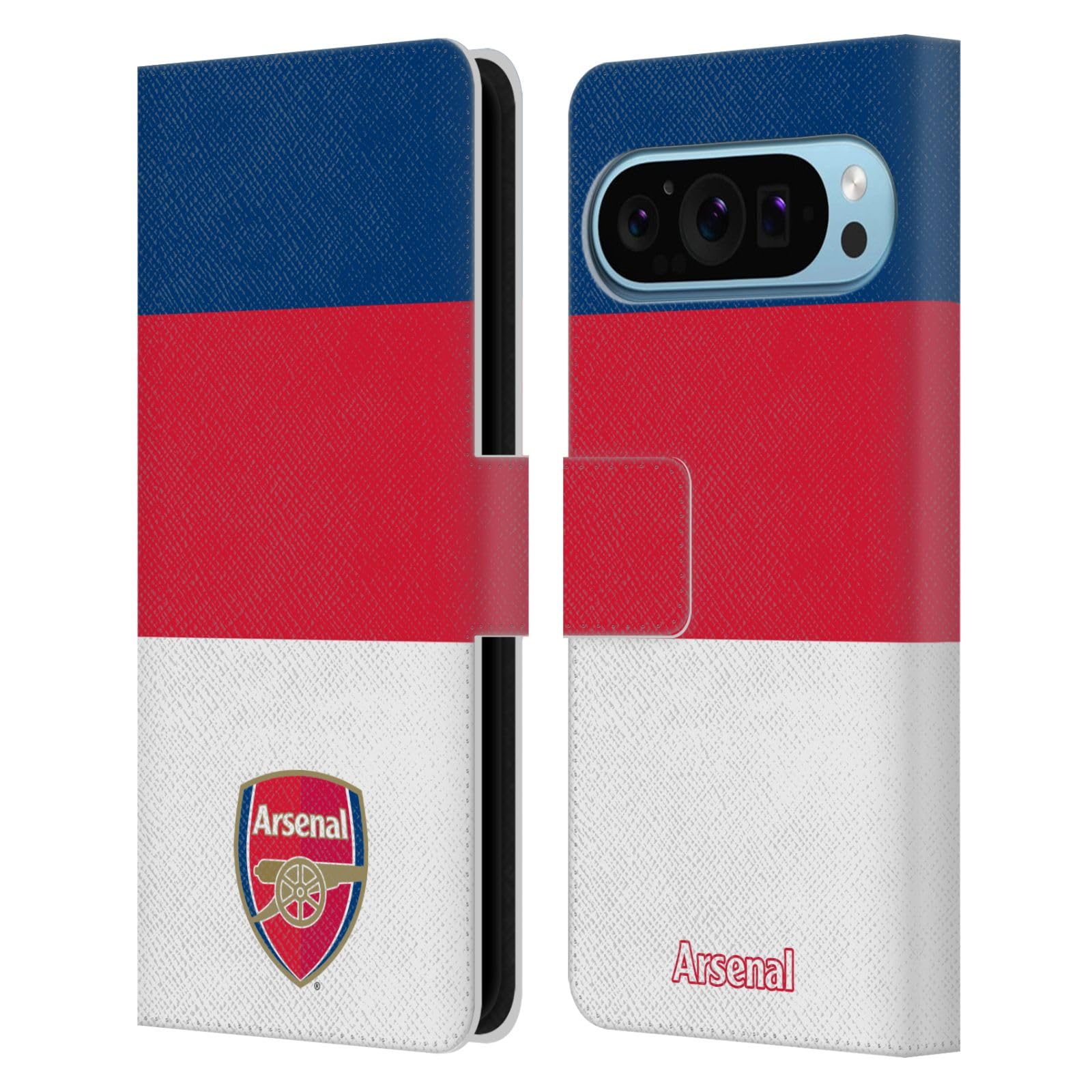 Head Case Designs Officially Licensed Arsenal FC Stripes 4 Crest 2 Leather Wallet Case Compatible With Google Pixel 9 / Pixel 9 Pro
