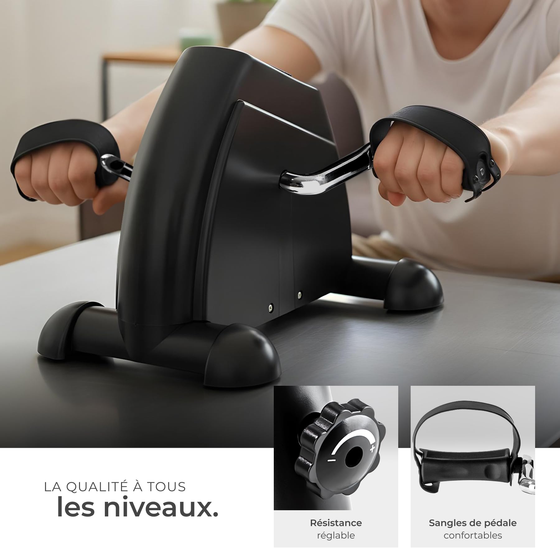 tectake® Mini Vélo d'appartement, 40 x 35 x 32 cm, Pedalier d appartement, Pedalier Bureau, Écran LCD, Sport maison, Entraînement des bras et des jambes, Mini Velo d'appartement, Compatible tout âge