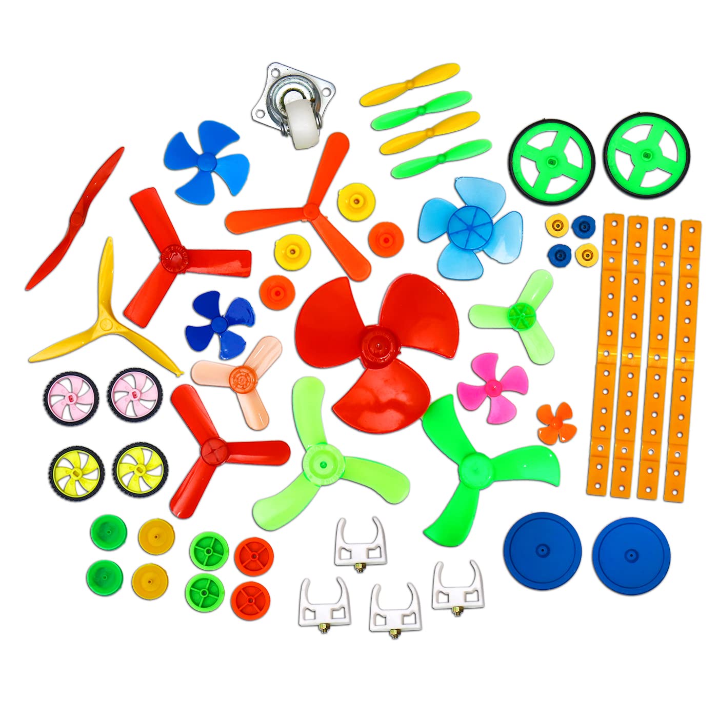 Electronic Spices Combo of 54 Different size & type Pulley Wheel Propeller motor mounting bracket and caster wheel for Robotics Science And Education Projects Mini Airplane Rc toys Rc drone Boat (54)