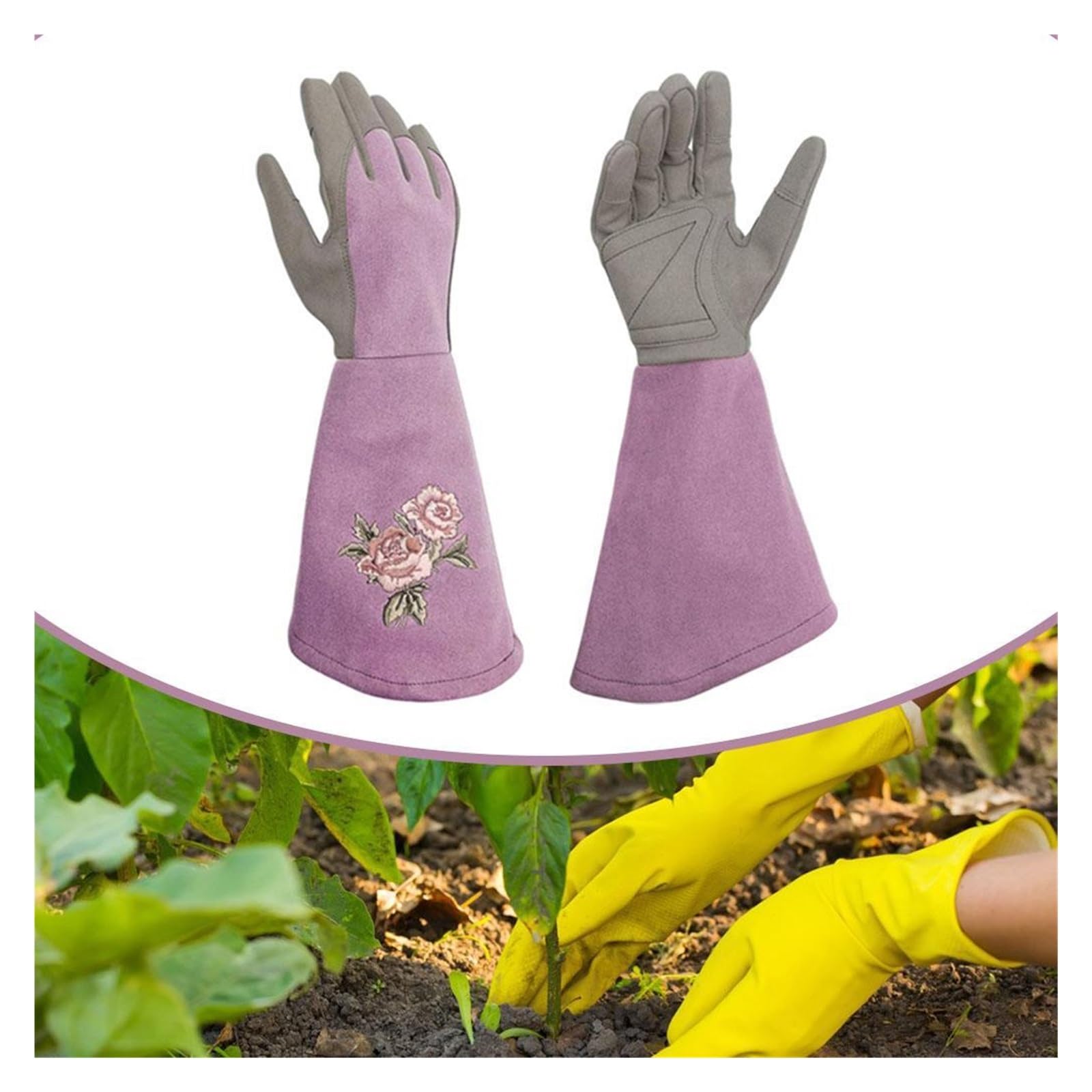 1 par de guantes jardinería cuero resistentes for jardineros Para La Jardinería De Exterior(Violet S)