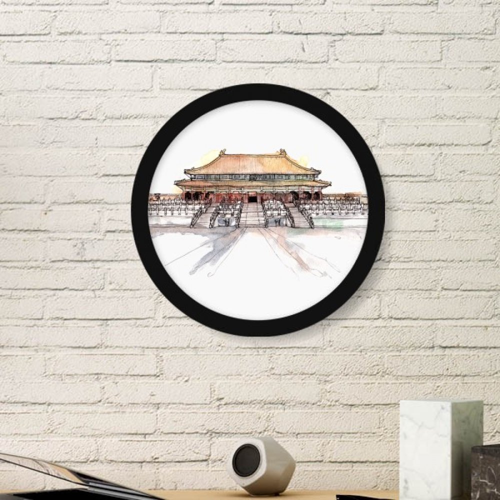Cuadro de Pekín Ciudad Prohibida marco circular negro de arte refinado para pared