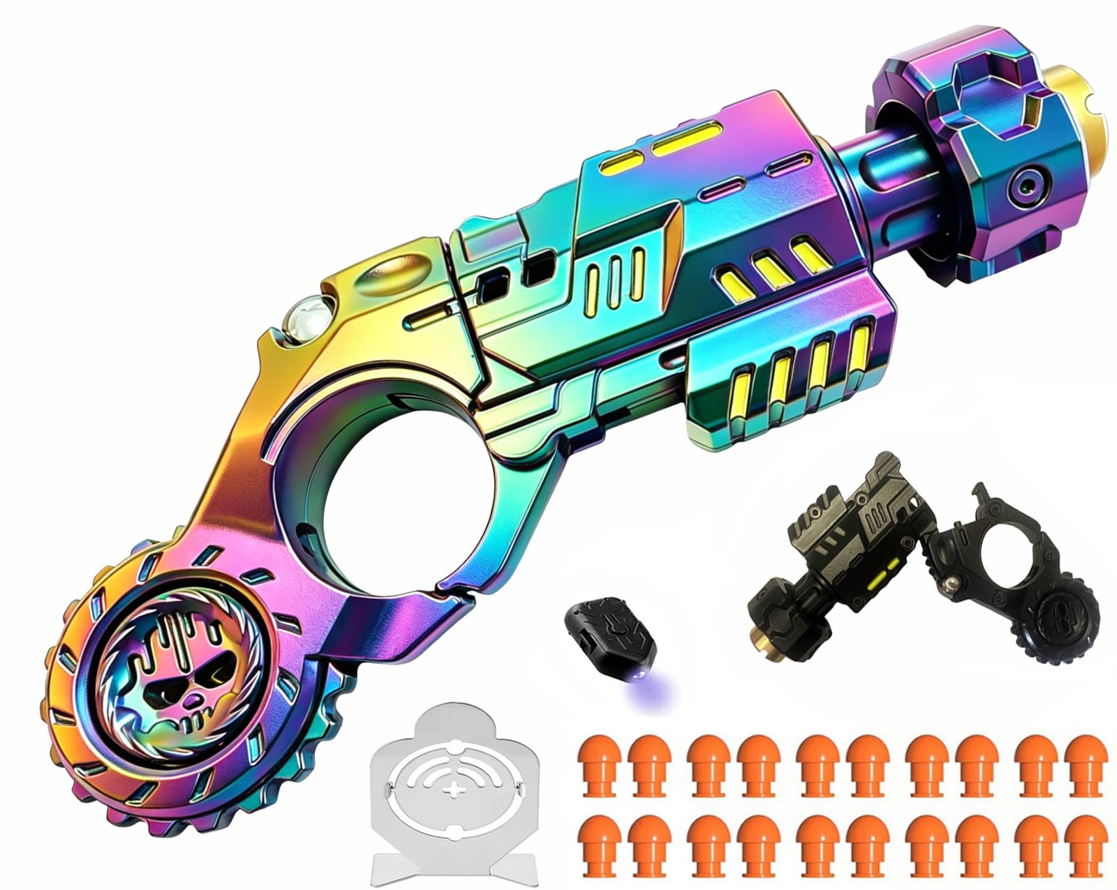 Alloy Anti Stress Toy, EDC Adult Handheld Stress-Relieving Toys 11cm Help Relieve Stress With Textured Spinner Finger Toy, For Anxiety Gift (Colorful)