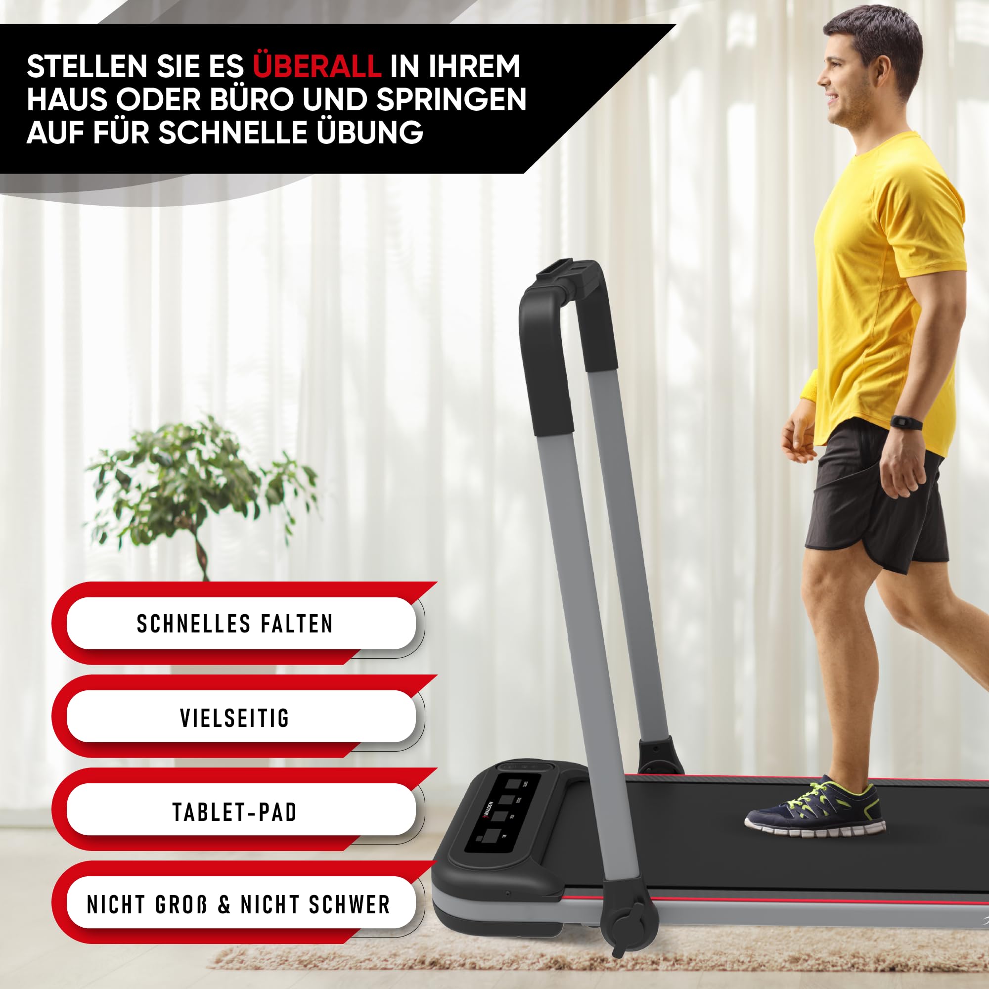 Elektrisches Laufband für den Heimgebrauch, klappbar, 1-2,5 PS, 12 voreingestellte Programme, LCD-Display, 1-10 km/h