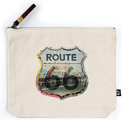 Lantern Press Santa Monica, California, Route 66 License Plates, Pier, Contour (100% Cotton Canvas Travel Accessory Go Bag)