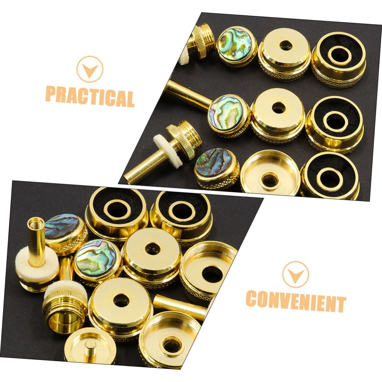 Toyvian Botones de Pistón para Trompeta, Metal Dorado, Repuesto para Músicos, Kit de Reparación Tapas y Varillas, Accesorios de Instrumento