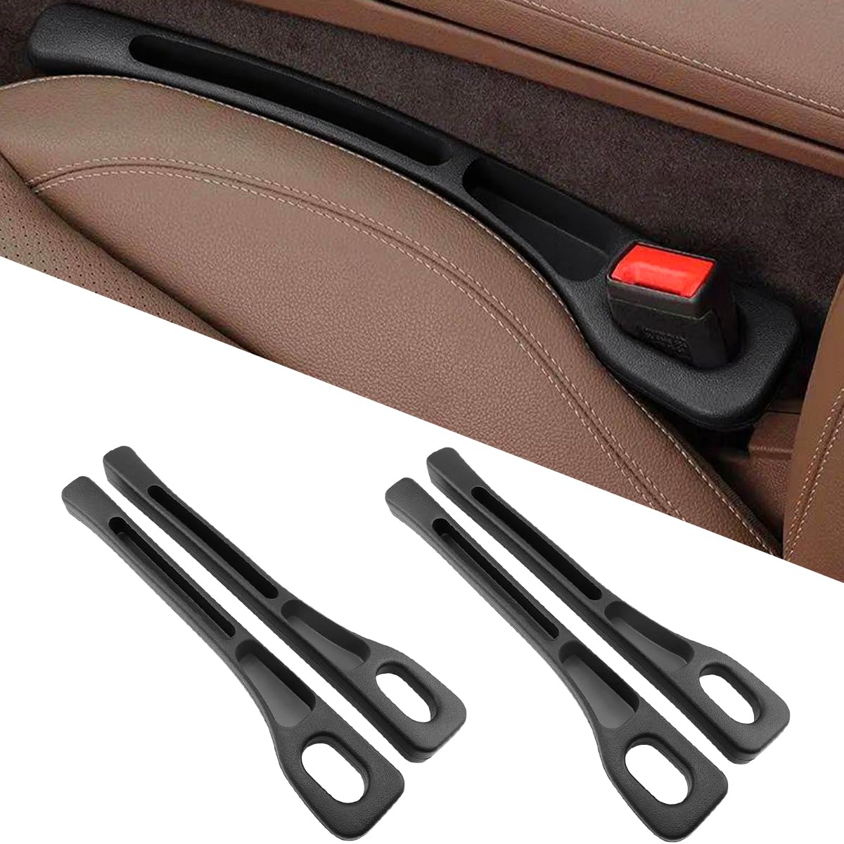 Autositz Lückenfüller, 4 Stück Autositz Gap Organizer Storage, Aufbewahrungsbox für Autositze, Universale Sitzlücken Stopper Organizer Verhinderung des Herunterfallens für Auto SUV LKW(Schwarz)