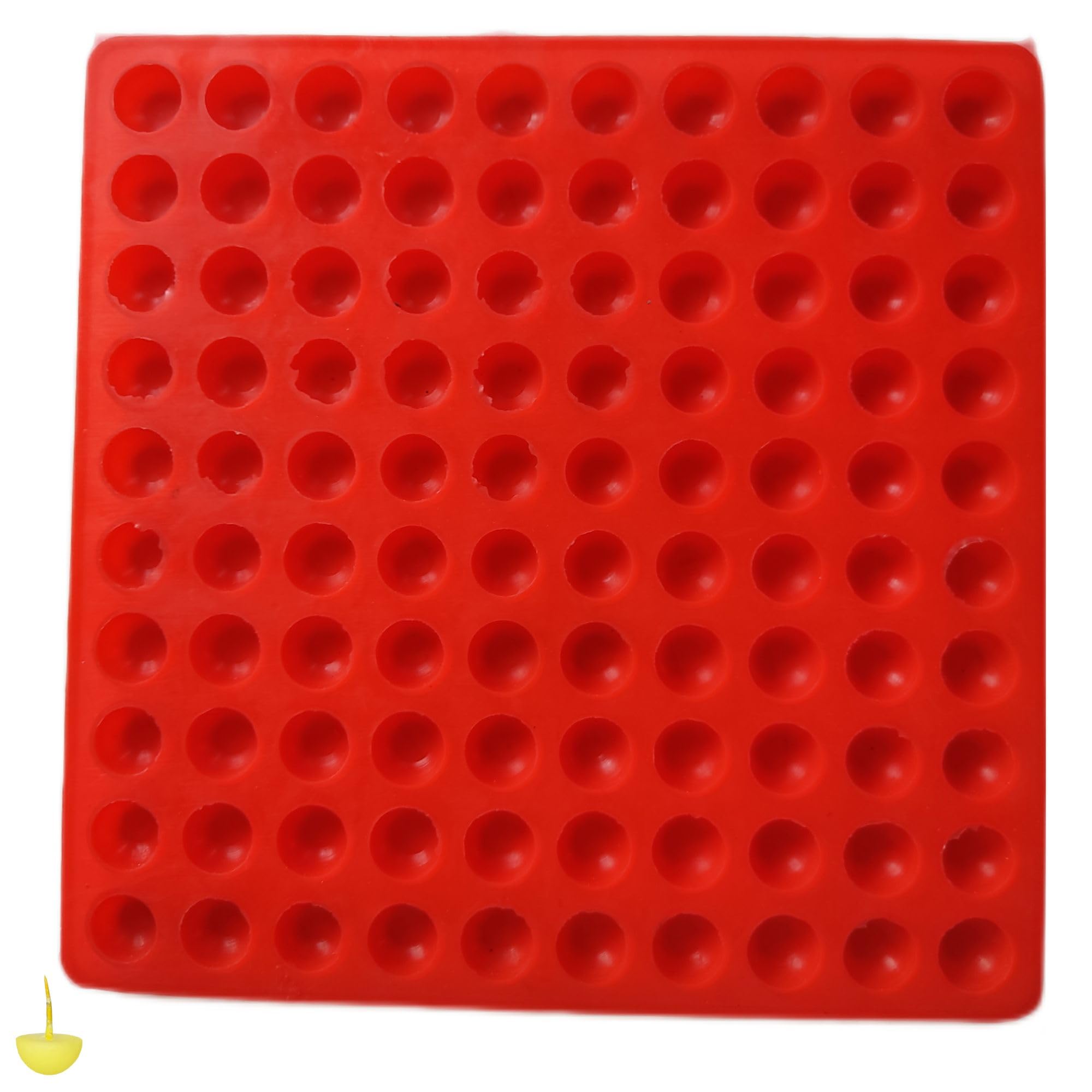 Ghee Diya Batti Making Mould 100 Cavity Red Color Multipurpose Use (Silicone) 2 gm Weight-image-36