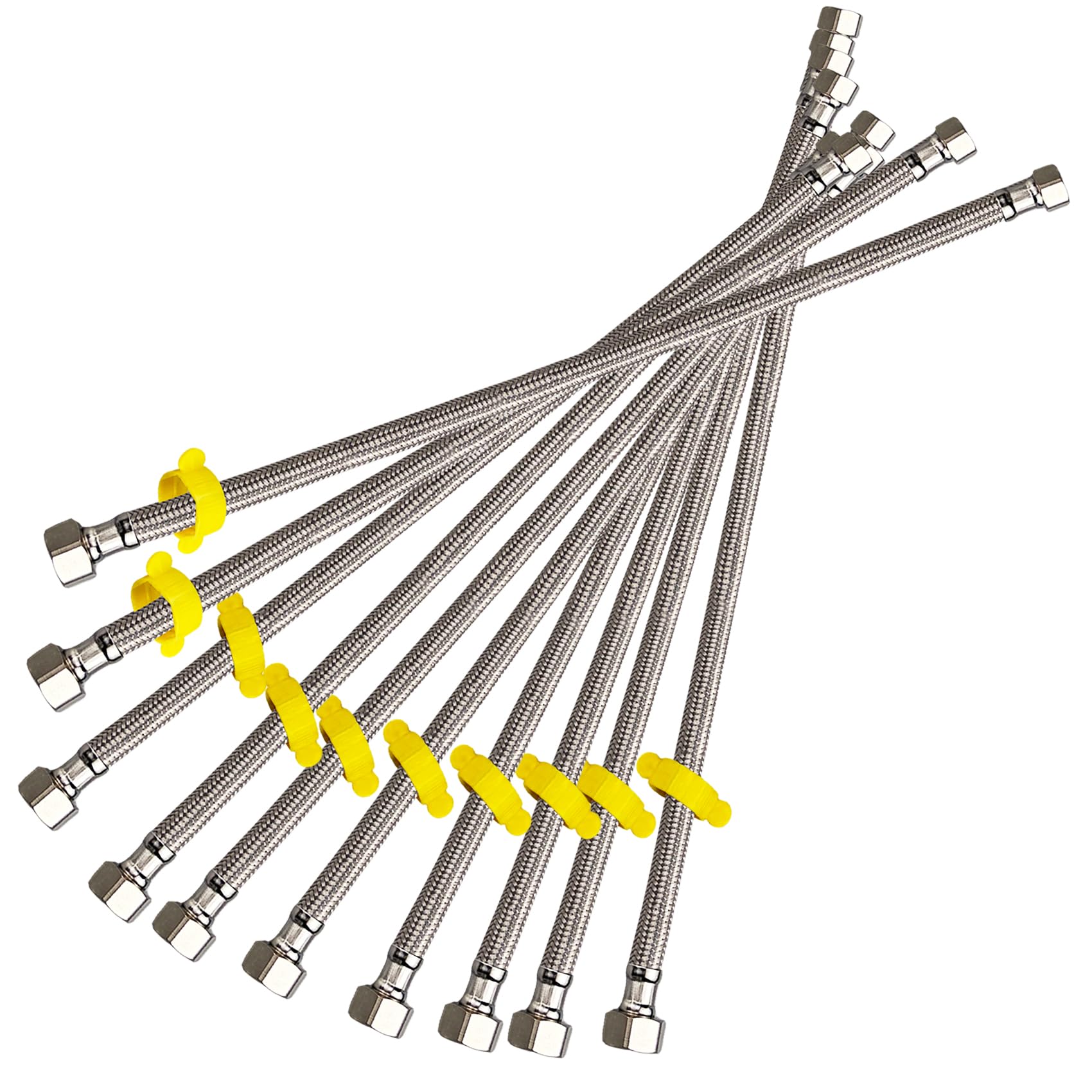 Photo 1 of 10PK 16In 3/8" Comp x 1/2" FIP Faucet Supply Lines for Bathroom Toilet