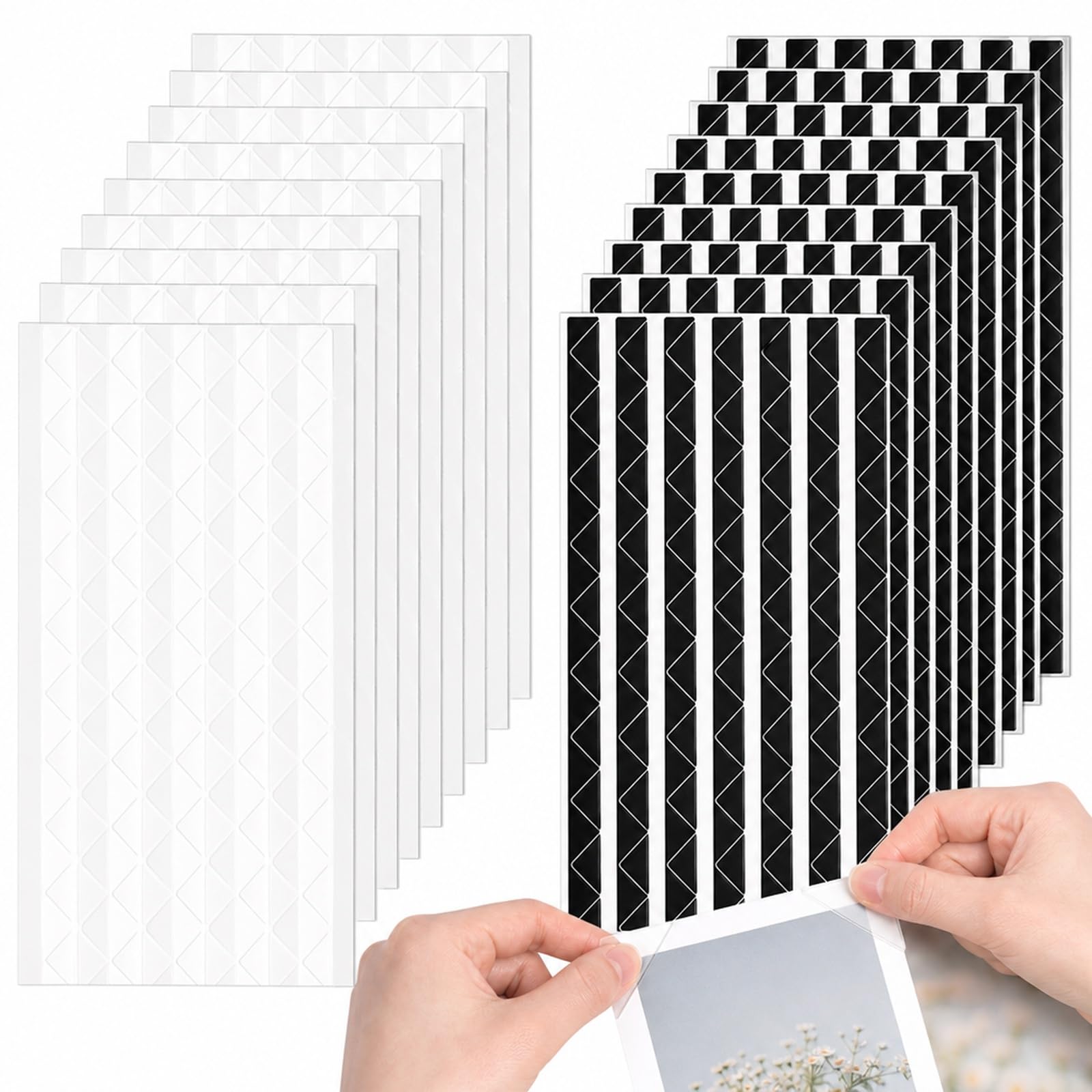 2040PCS Photo Corners for Scrap Book, Scrapbook, Adhesive Photo Mounting Stickers, Transparent and Black Color Options, Ideal for Photo Albums, Memory Books, Cards and Creative DIY Crafts-image-8