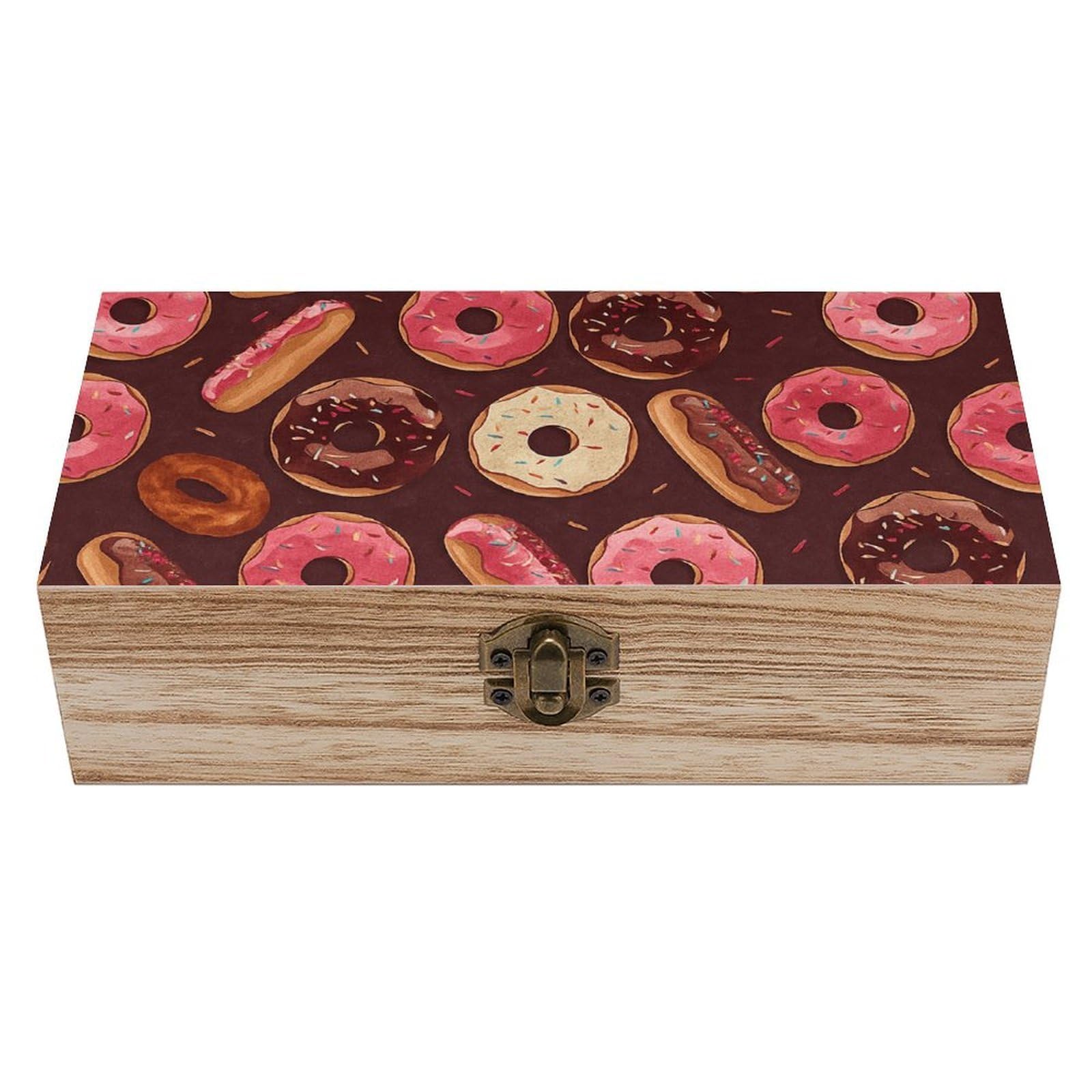 SMAZDFXX Sweet Donut Wooden Storage Box Multipurpose Decorative Box for Jewelry Photo Home Decor