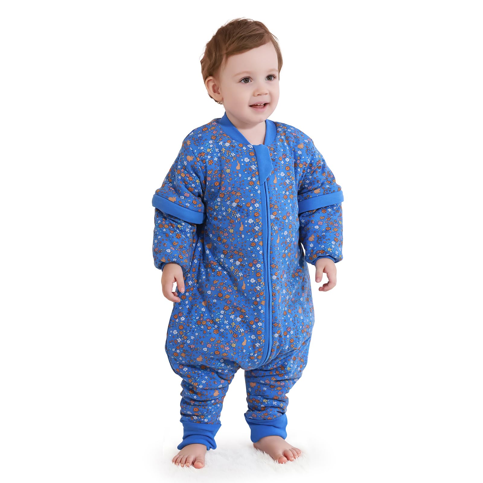Mosebears Sacco nanna per bambino con gambe Sacco nanna per bambini foderato in caldo invernale con maniche staccabili, pigiama unisex per bambina