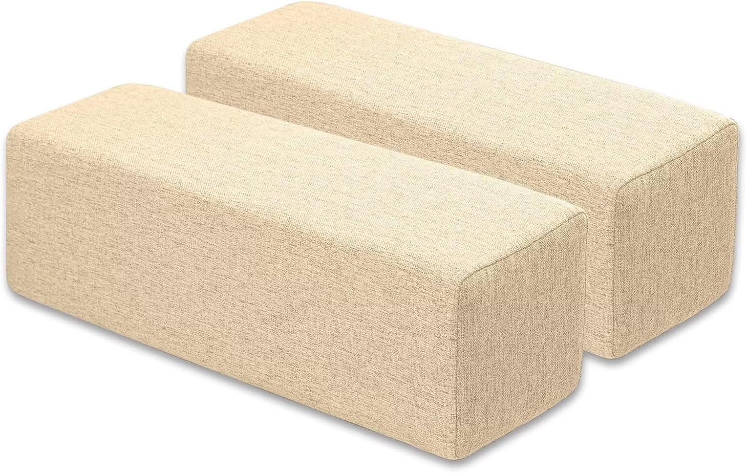 2 Pack Couch Arm Rest Pillow 6''x6''x20'' Linen Armrest Cushion, High Density Foam Pillows, Removable & Washable Headboard Elbow Support for Armchair Sofa Bed, Beige