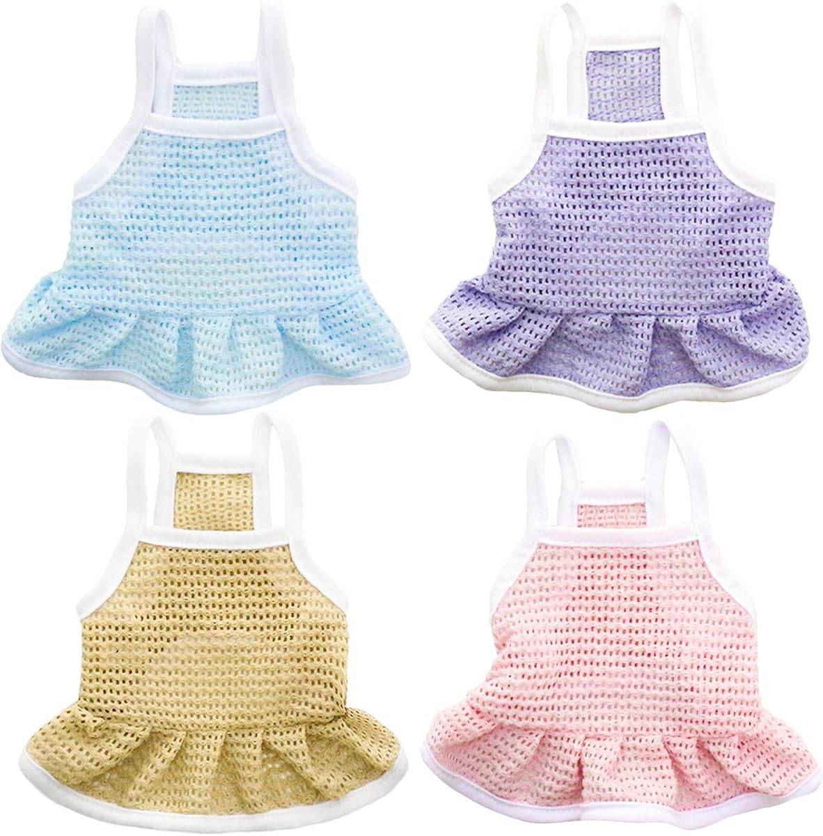 4 Pieces Dog Dress for Small Dogs Girl,Puppy Sleeveless Clothes Pet Pullover Vest Skirt,Cute Dress Pet Dog Shirt Breathable Outfits for Small Dogs Puppy Cats Girl Apparel (XL)