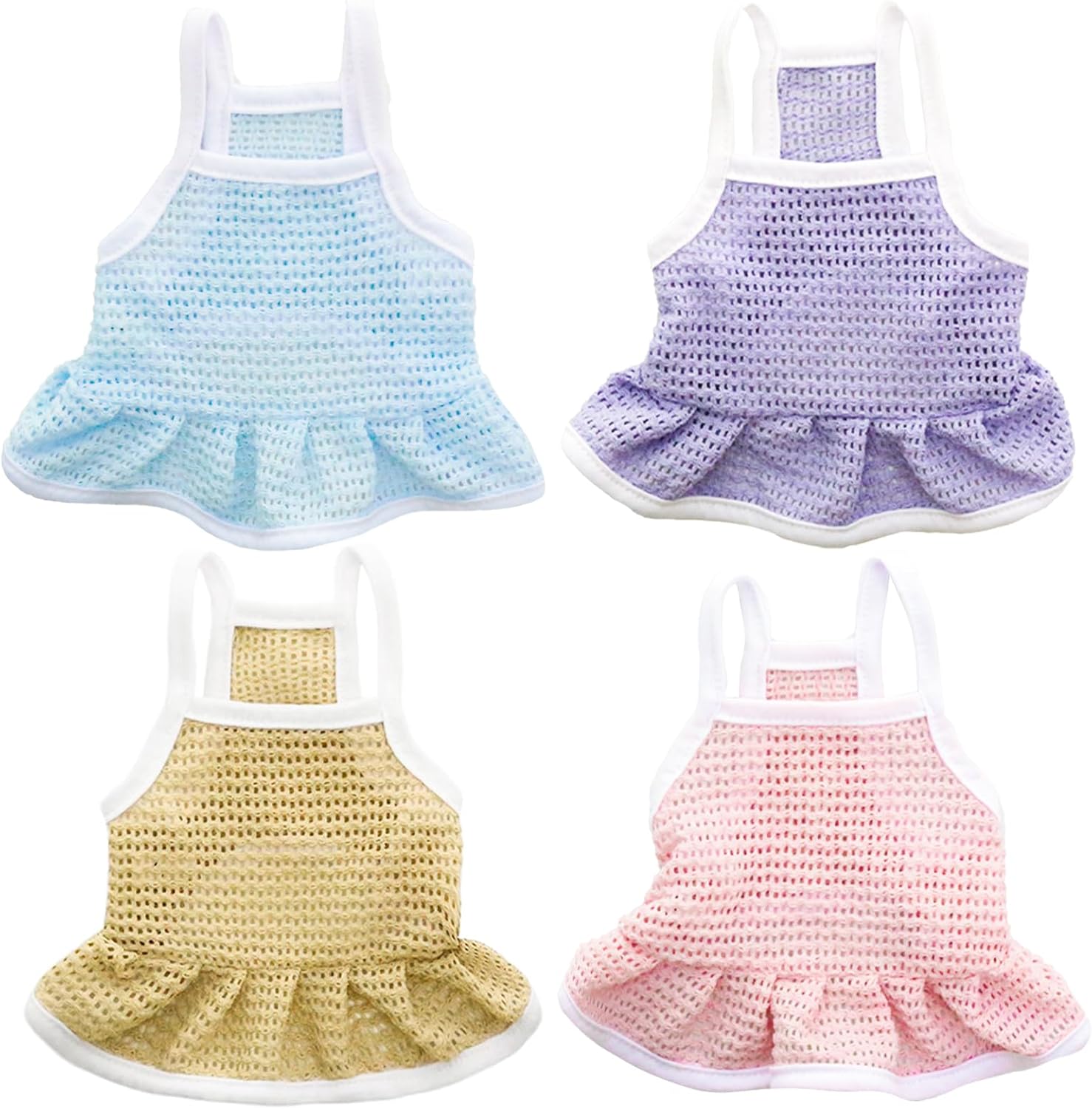 4 Pieces Dog Dress for Small Dogs Girl,Puppy Sleeveless Clothes Pet Pullover Vest Skirt,Cute Dress Pet Dog Shirt Breathable Outfits for Small Dogs Puppy Cats Girl Apparel (S)